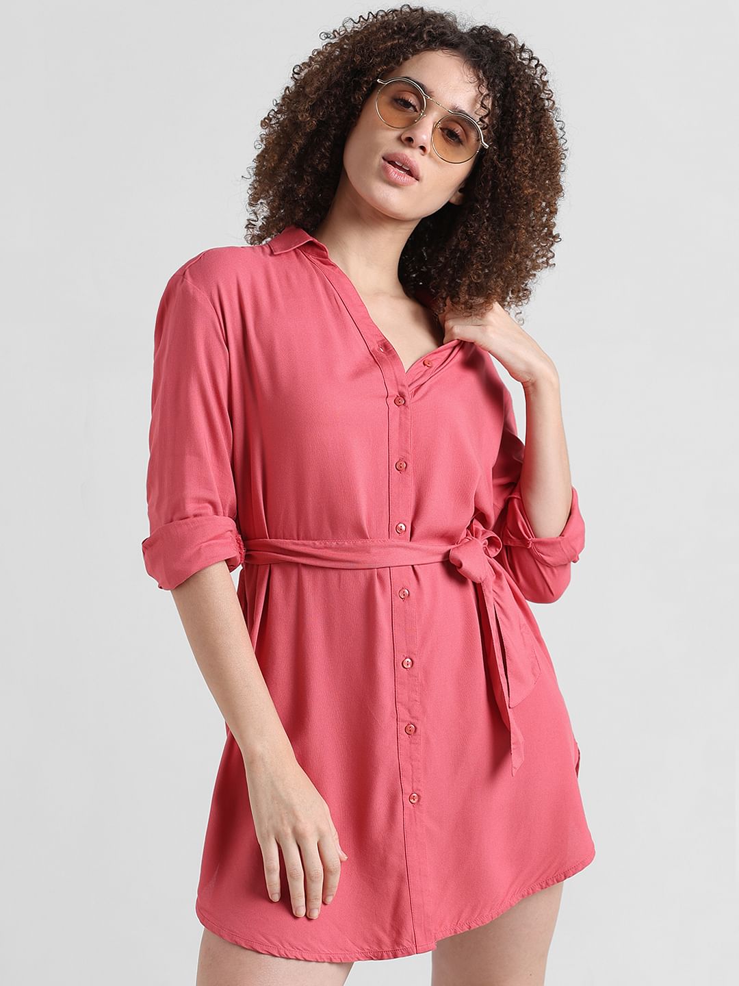 Pink Short Shirt Dress