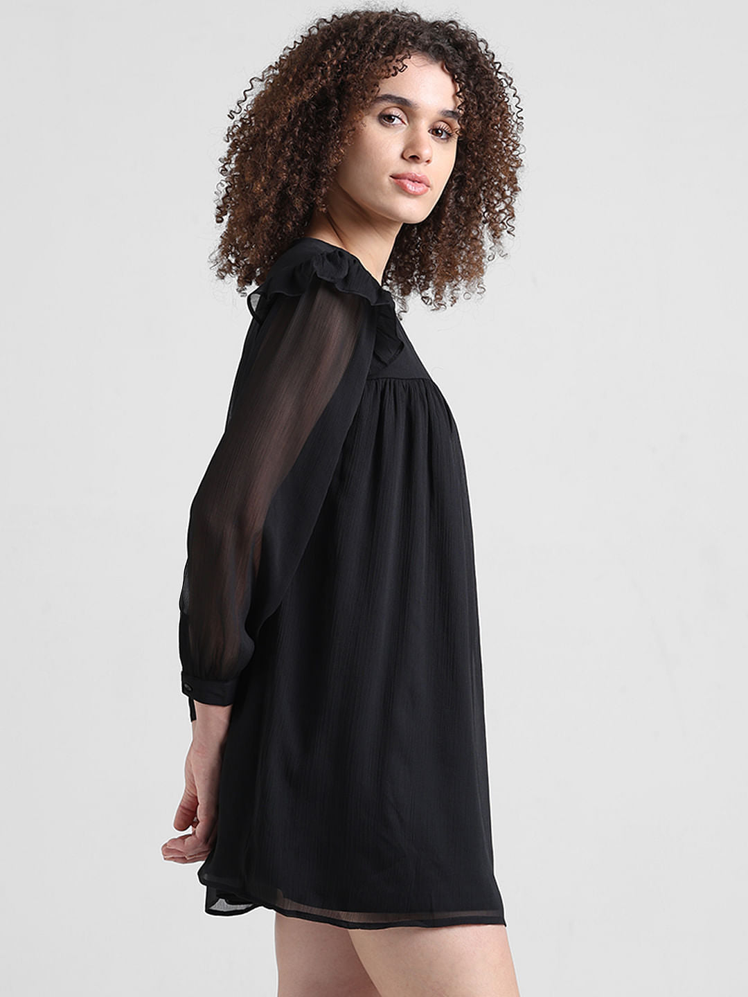 Black Chiffon V-Neck Dress