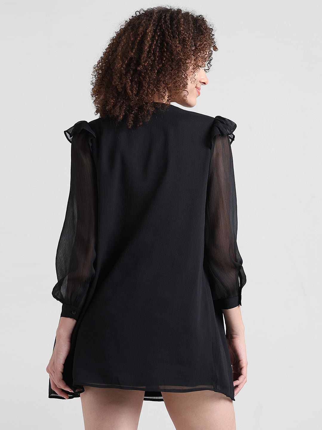 Black Chiffon V-Neck Dress