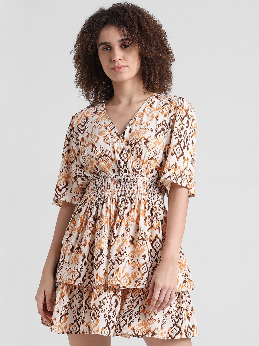 Brown Abstract Print Dress