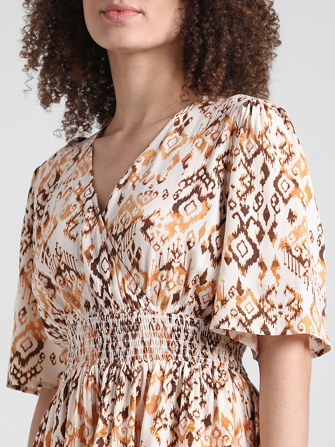Brown Abstract Print Dress