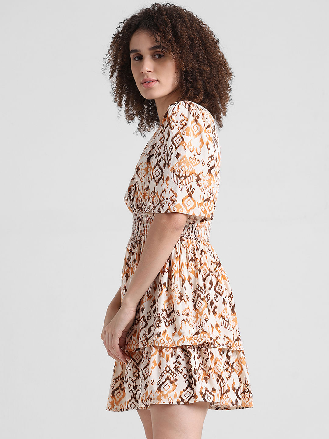 Brown Abstract Print Dress