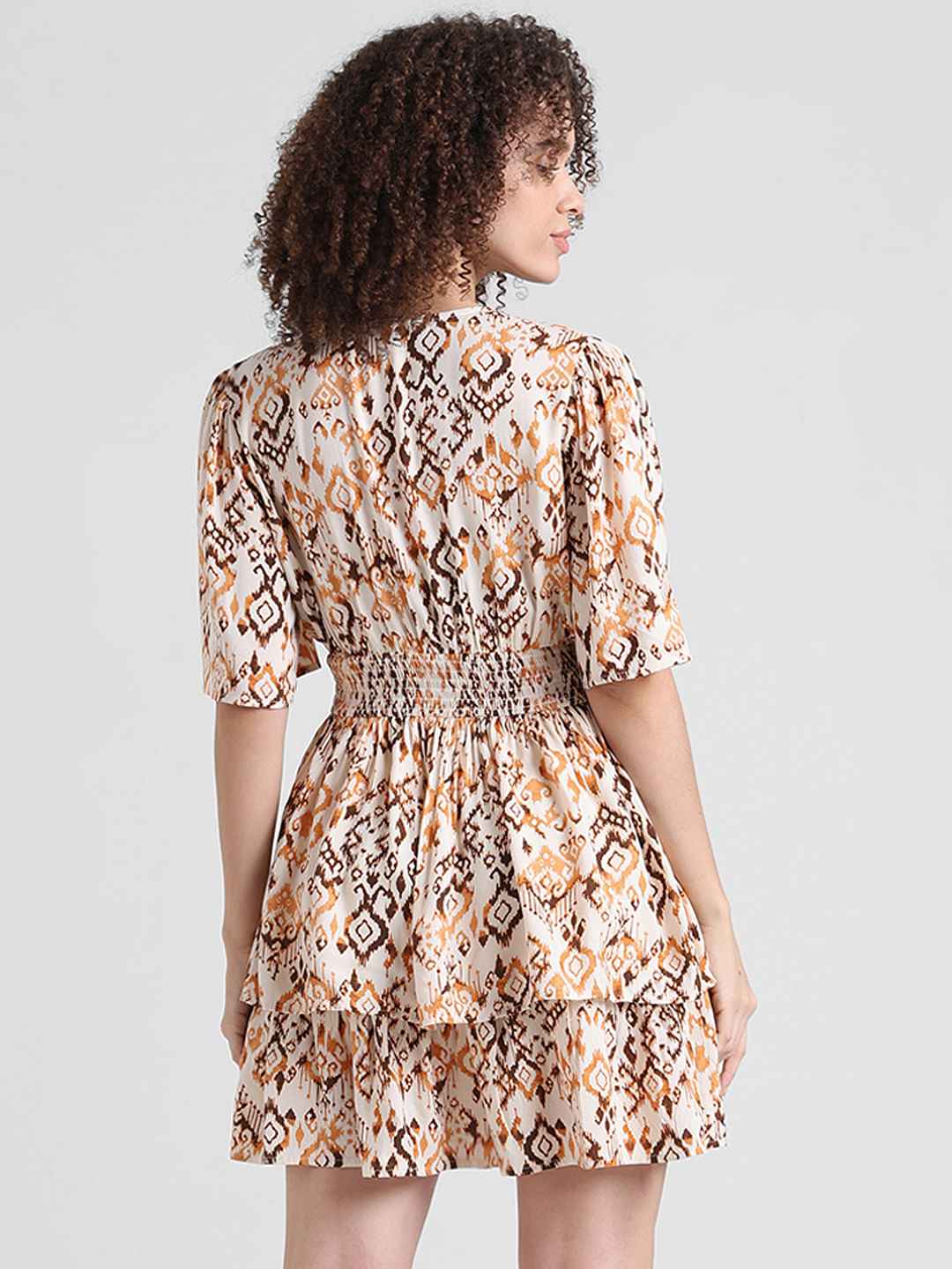 Brown Abstract Print Dress