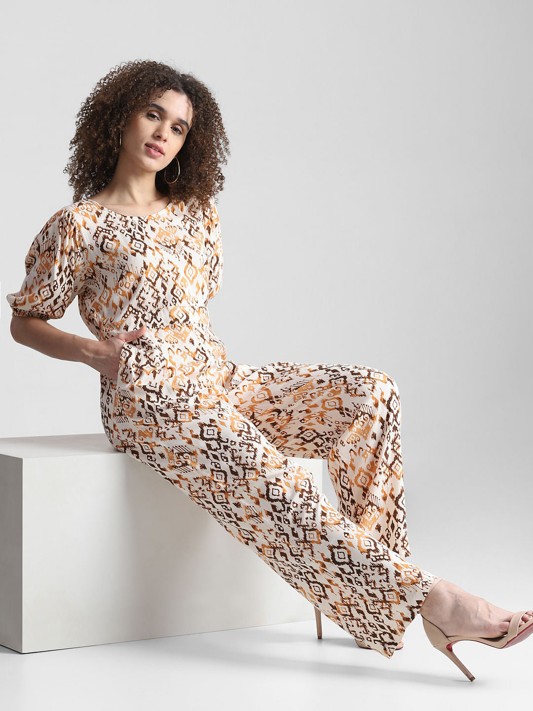 Brown Printed Jumpsuit