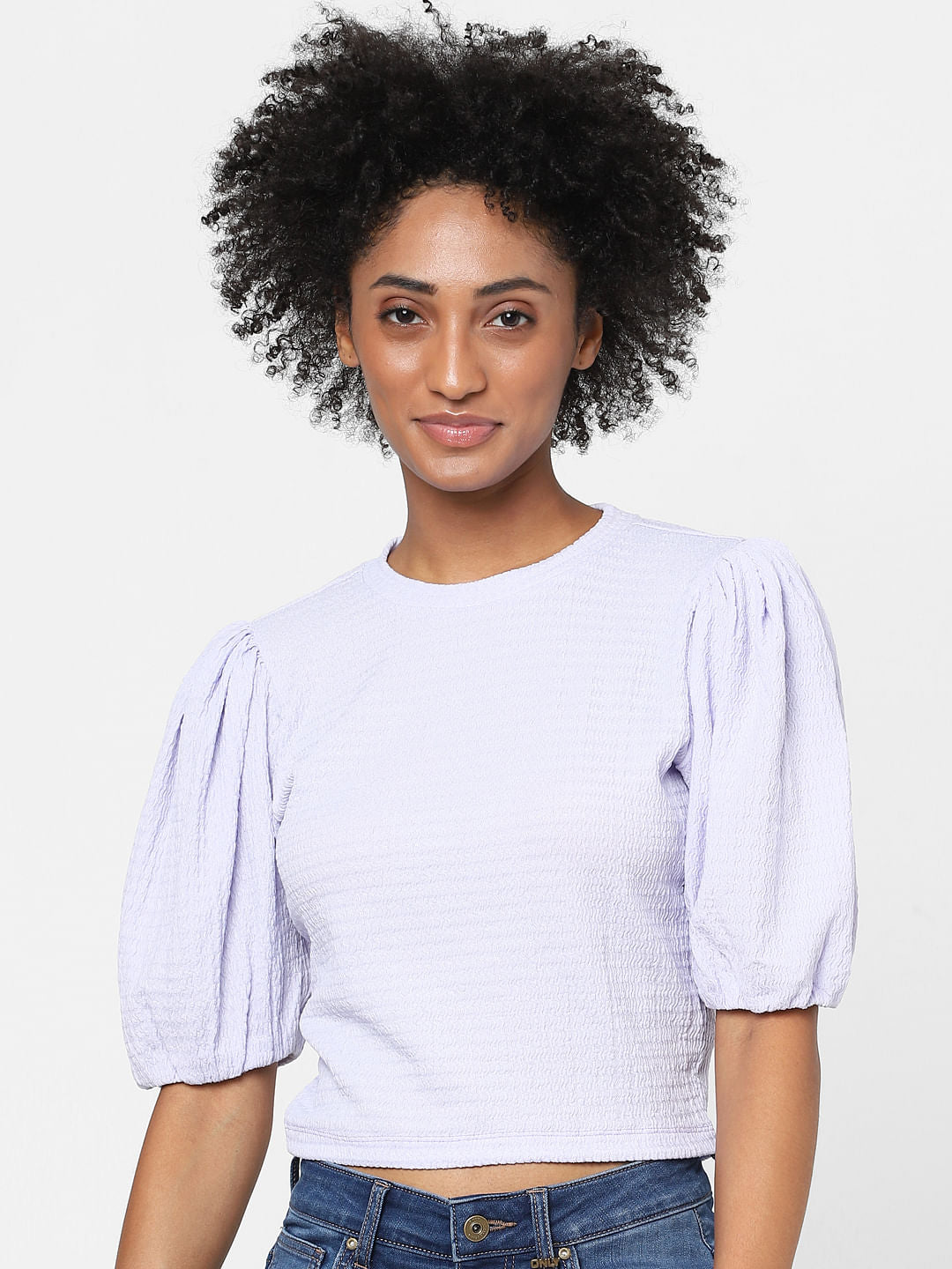 Purple Puff Sleeves Top