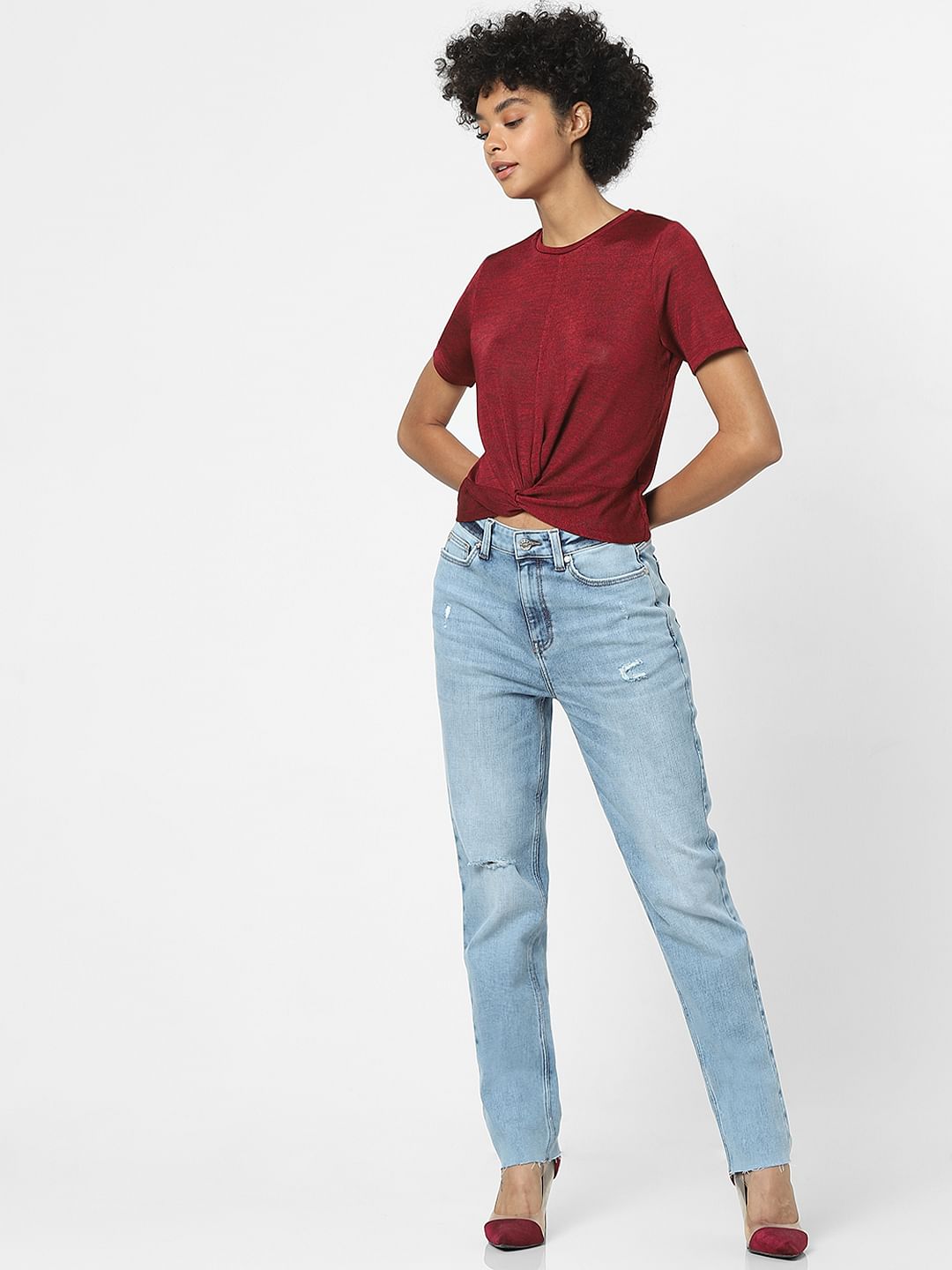 Maroon Front Knot Top