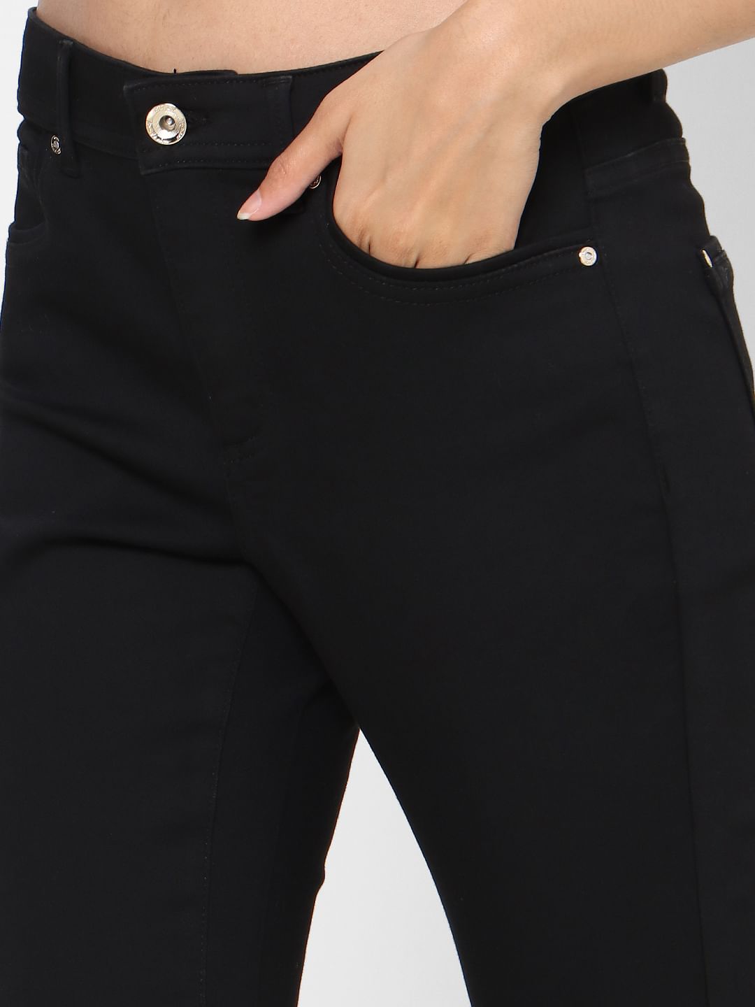 Black Mid Rise Skinny Jeans