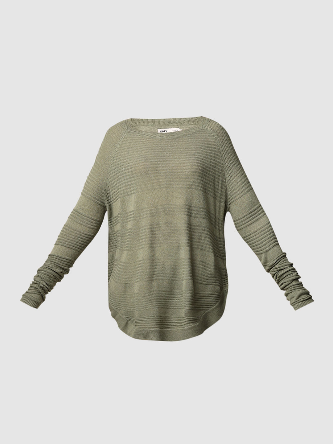 Green Structured Knit Pullover