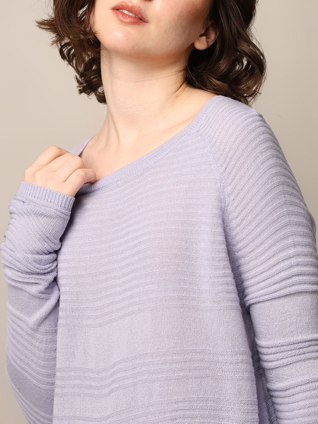 Blue Structured Knit Pullover