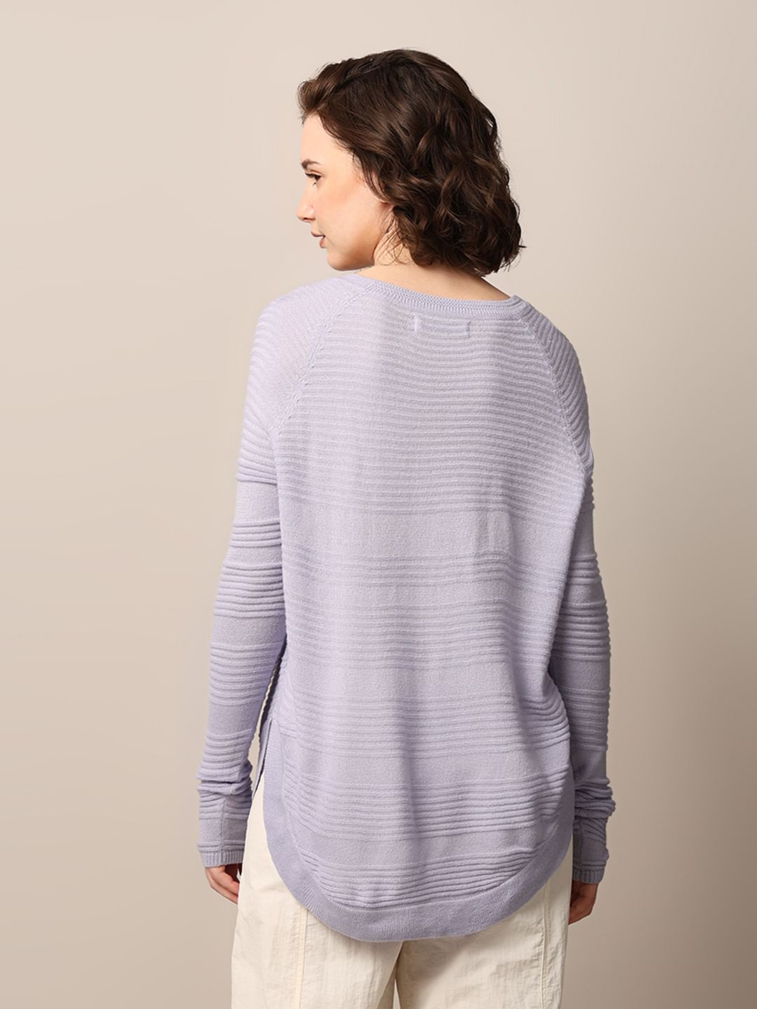 Blue Structured Knit Pullover