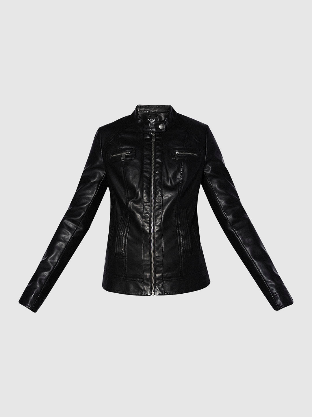 Black Faux Leather Biker Jacket