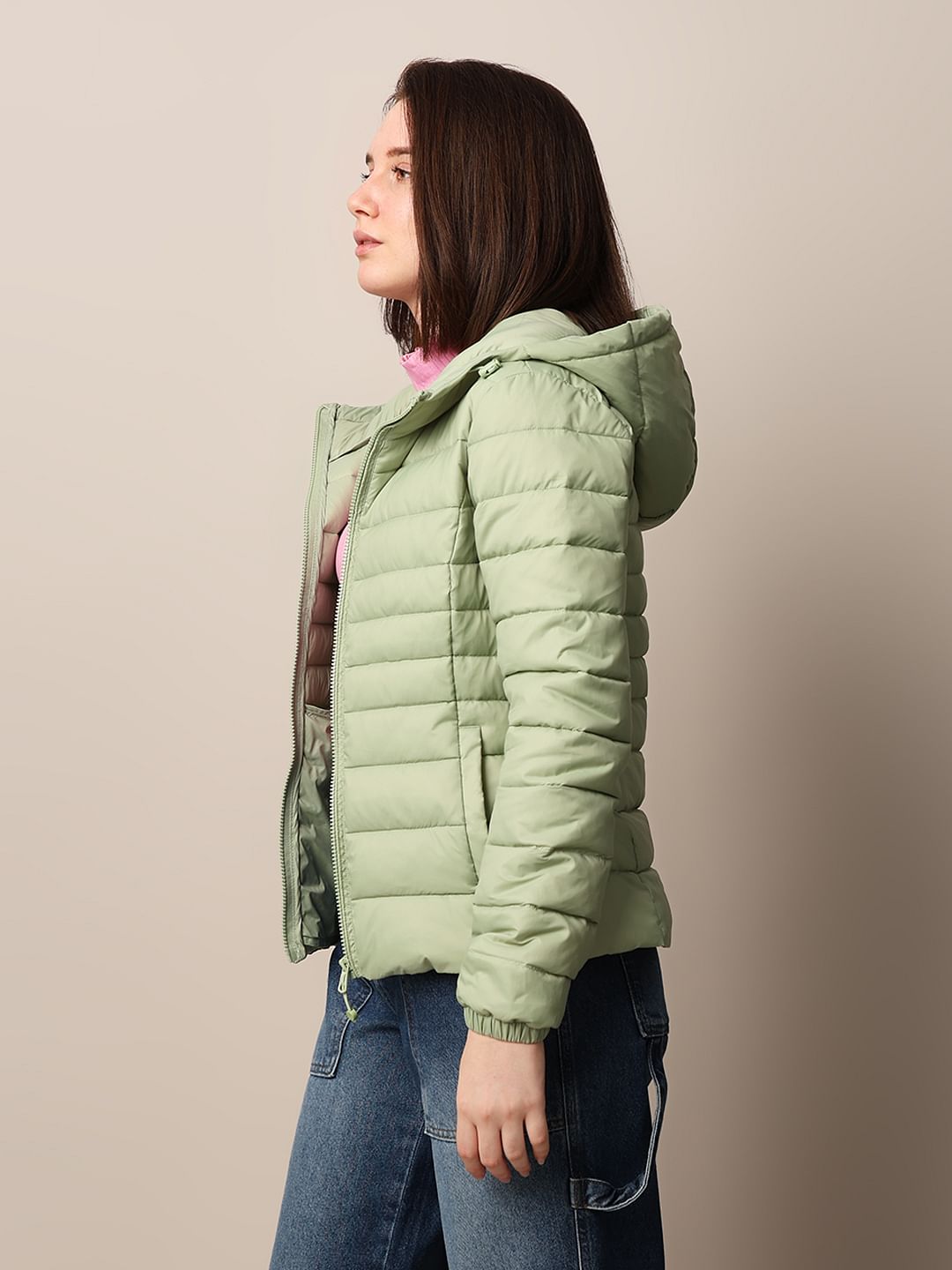 Green Hooded Puffer Jacket