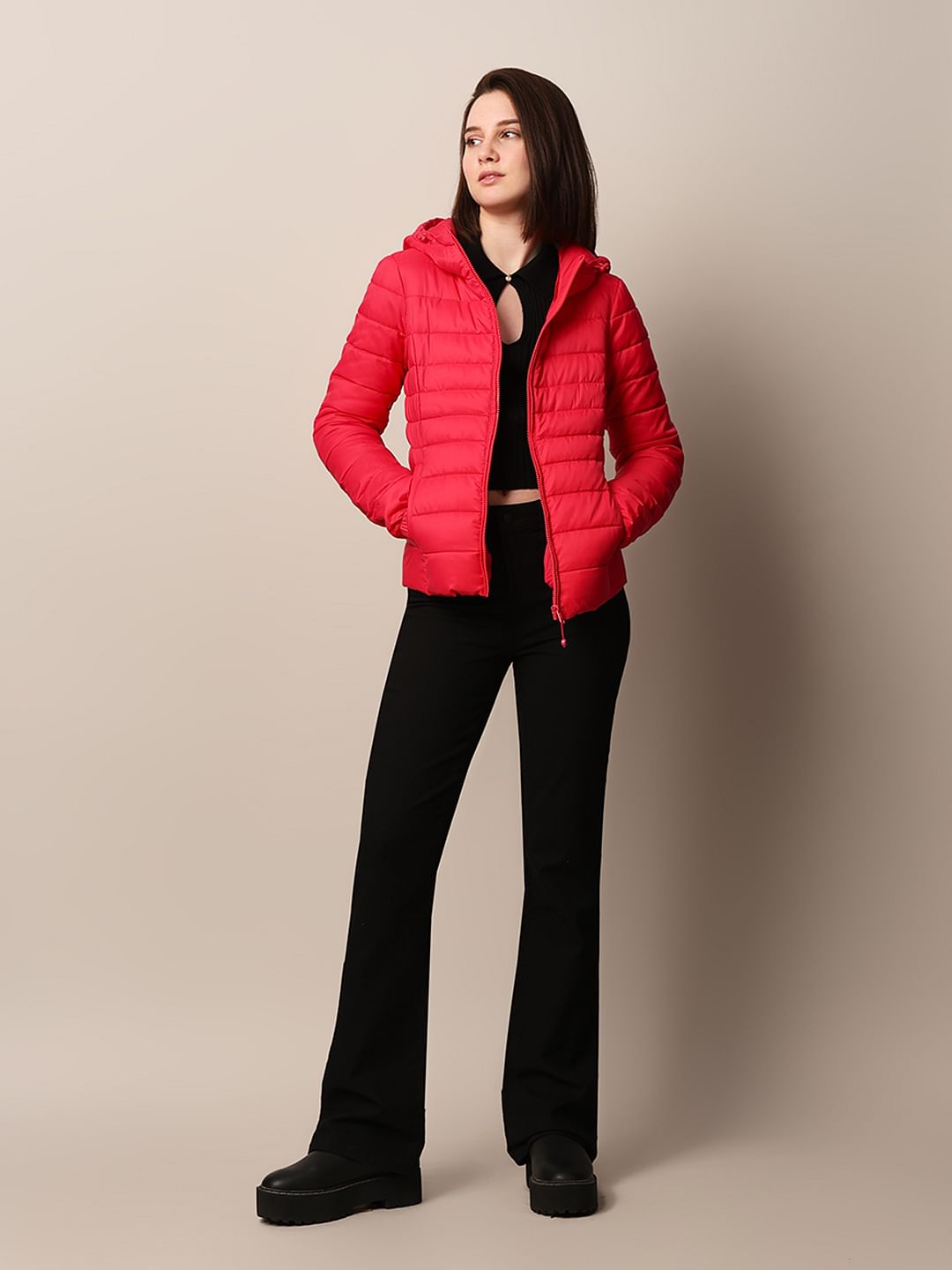 Pink Hooded Puffer Jacket