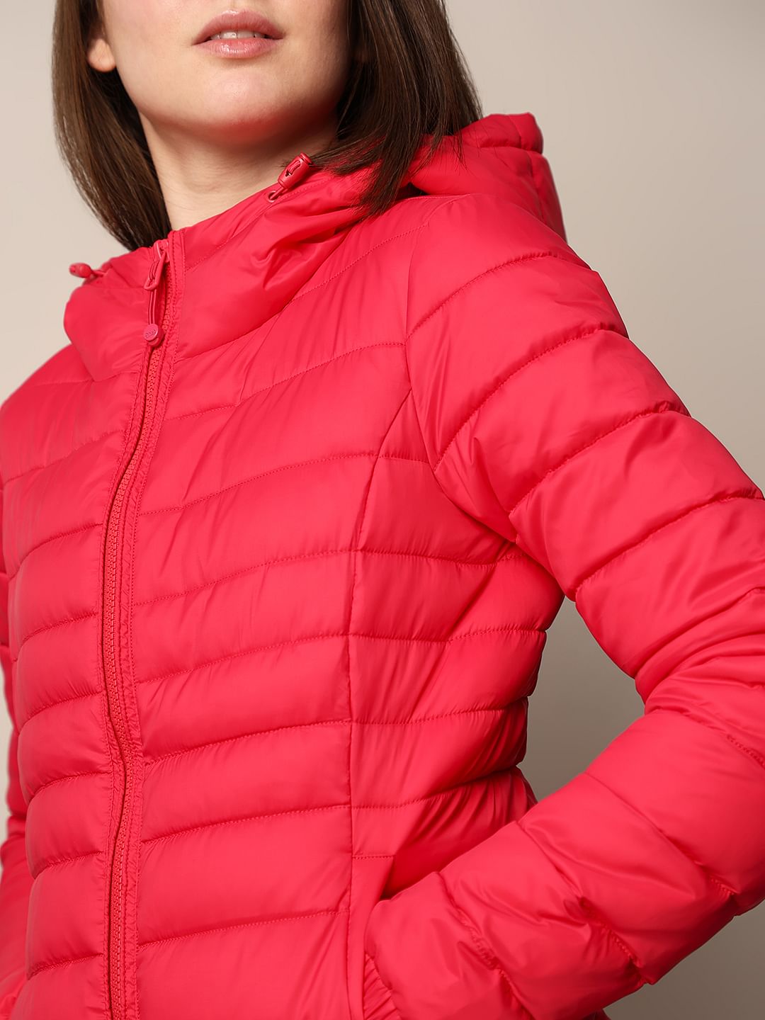 Pink Hooded Puffer Jacket