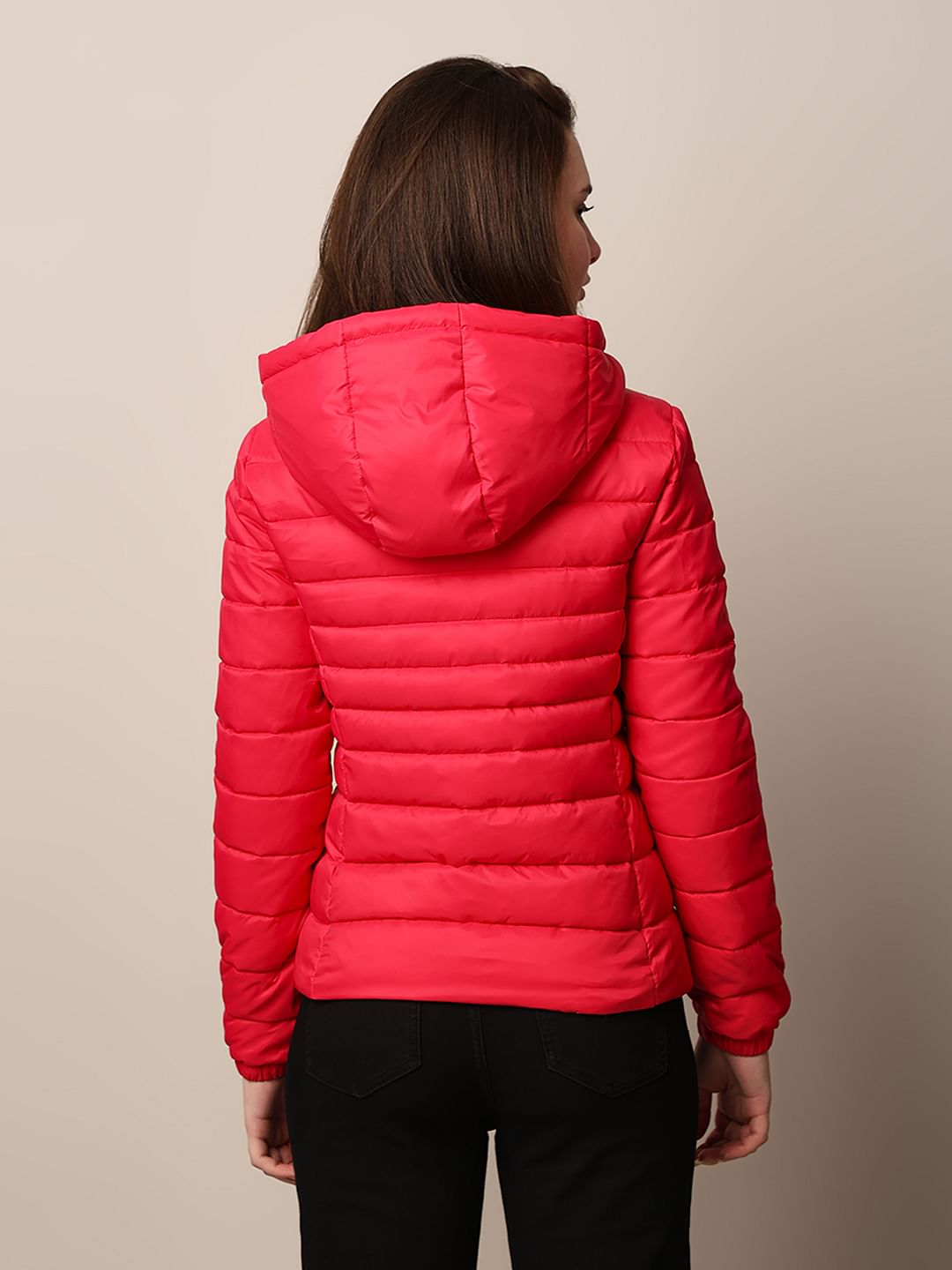 Pink Hooded Puffer Jacket