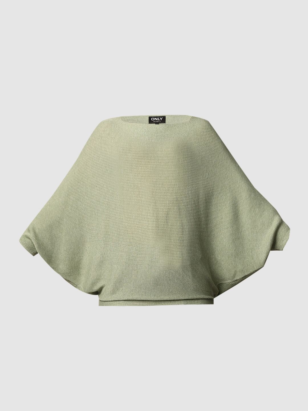 Green Batwing Sleeves Pullover
