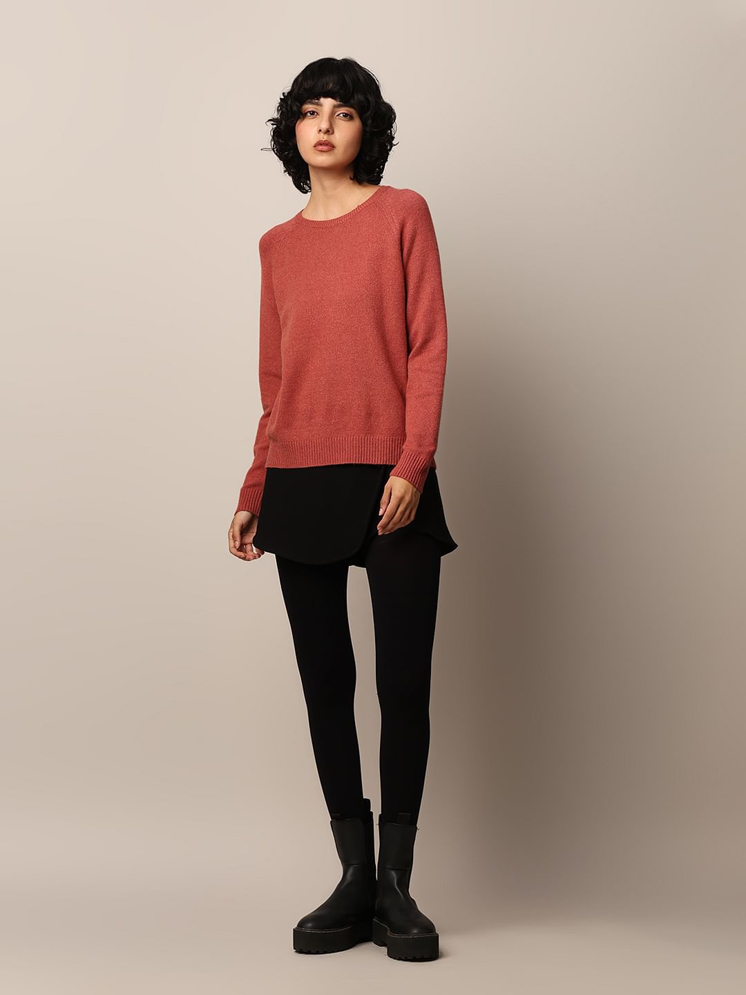 Brown Raglan Sleeves Pullover