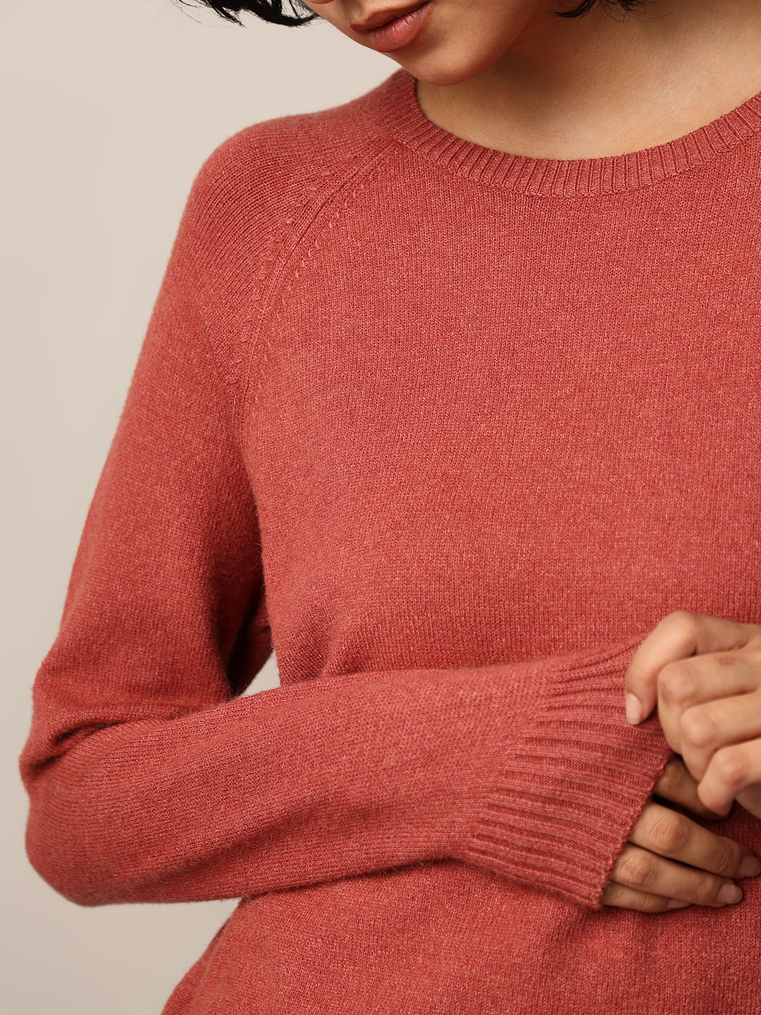 Brown Raglan Sleeves Pullover