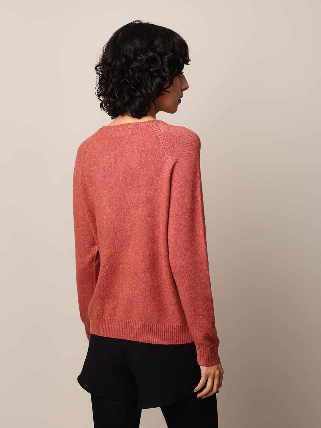 Brown Raglan Sleeves Pullover