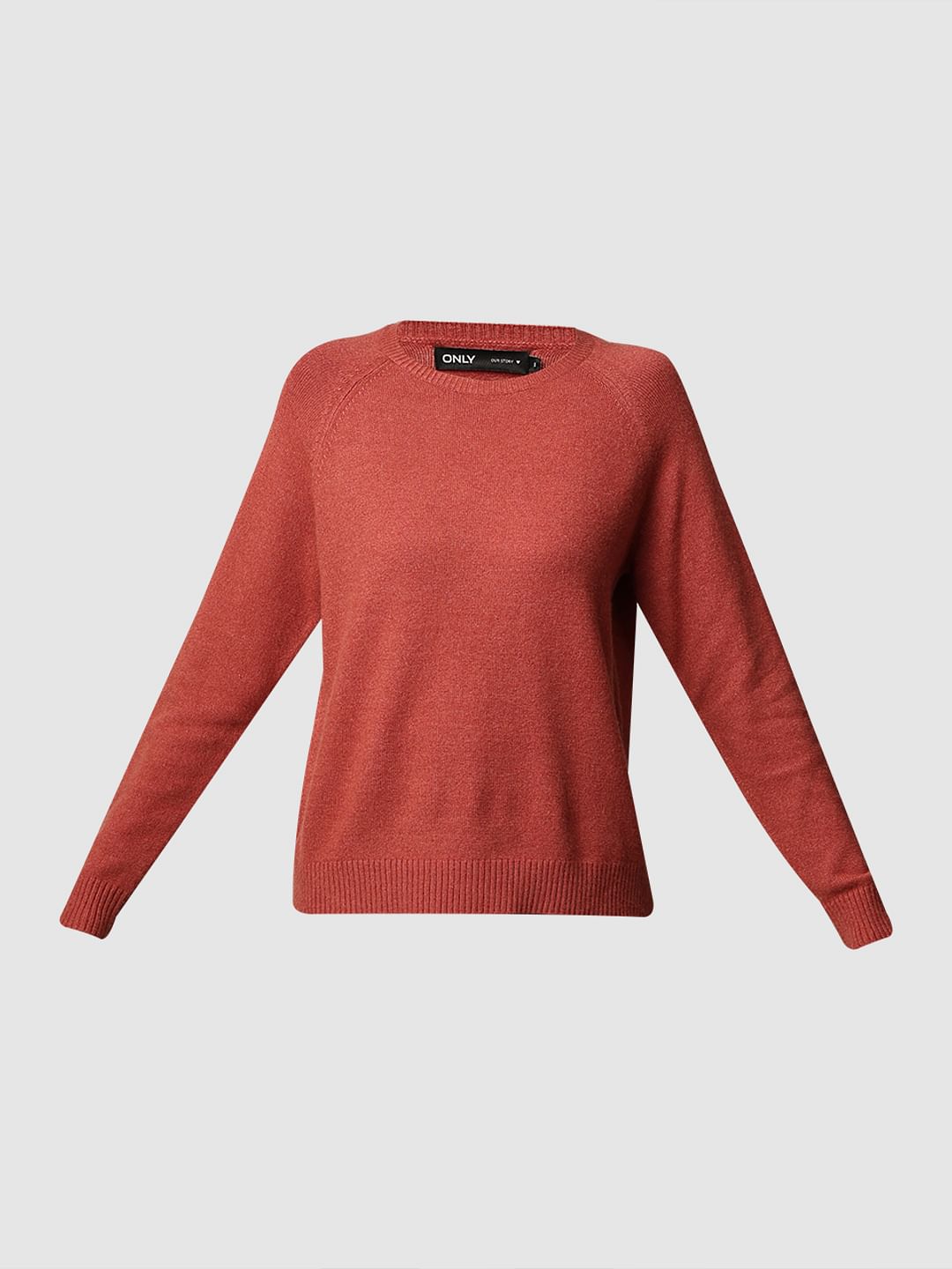 Brown Raglan Sleeves Pullover