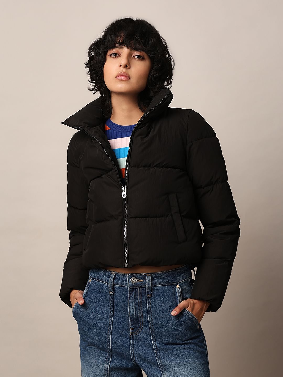 Black Short Hooded Puffer Jacket