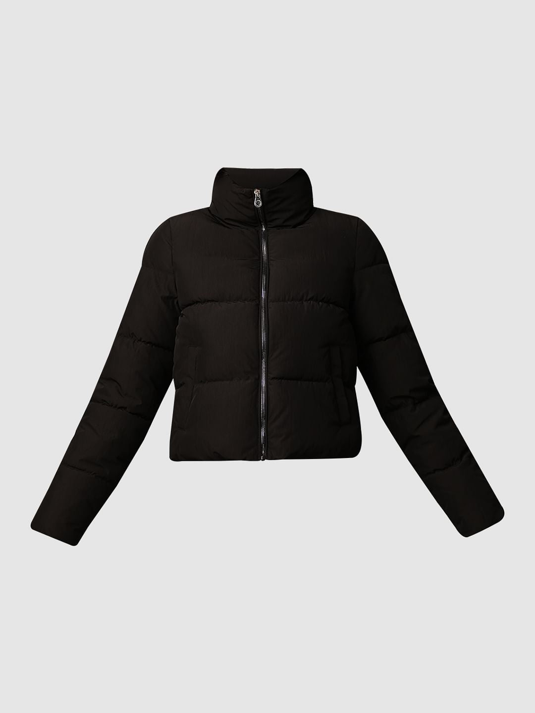 Black Short Hooded Puffer Jacket