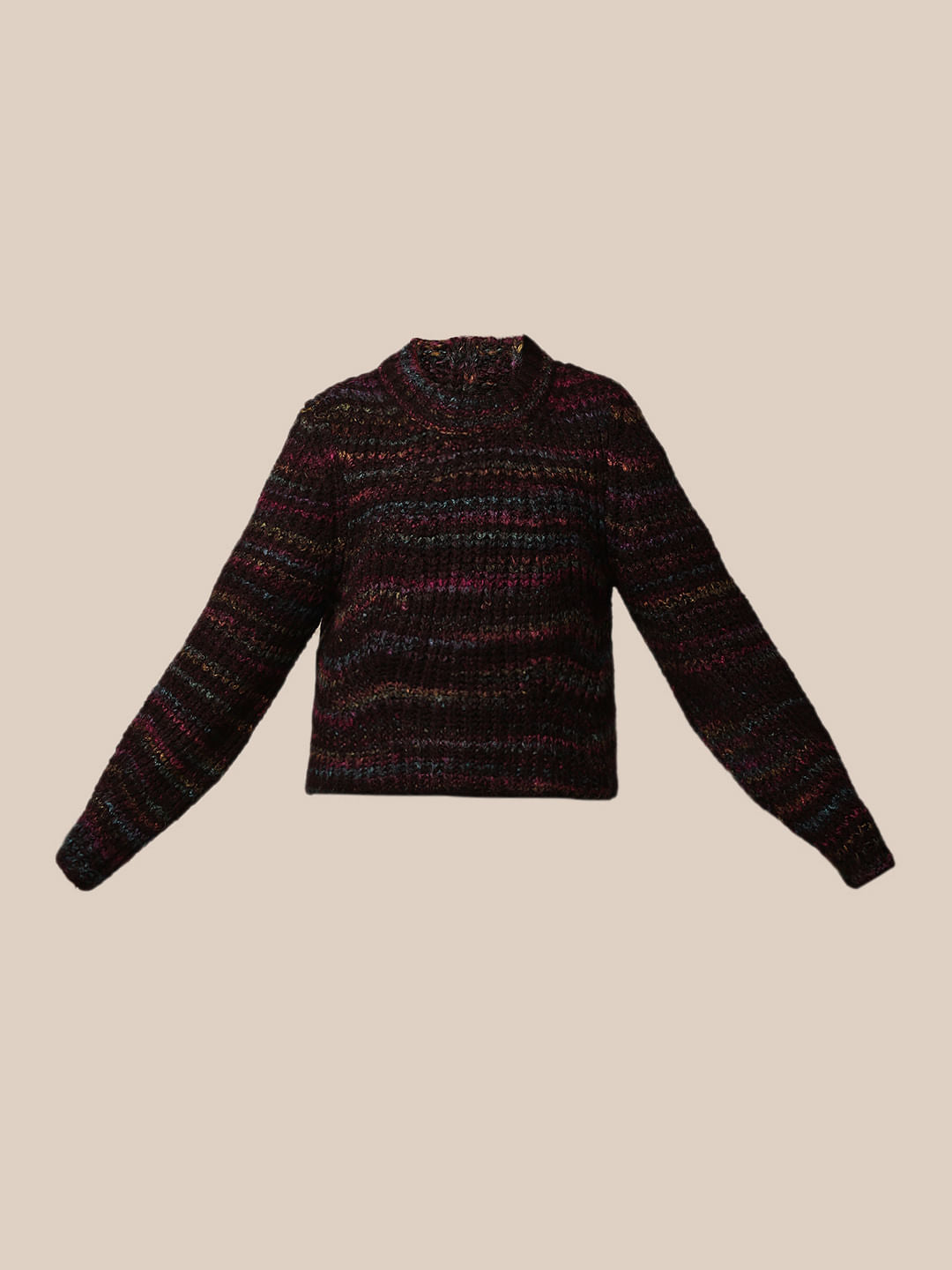 Black Textured Knit Pullover