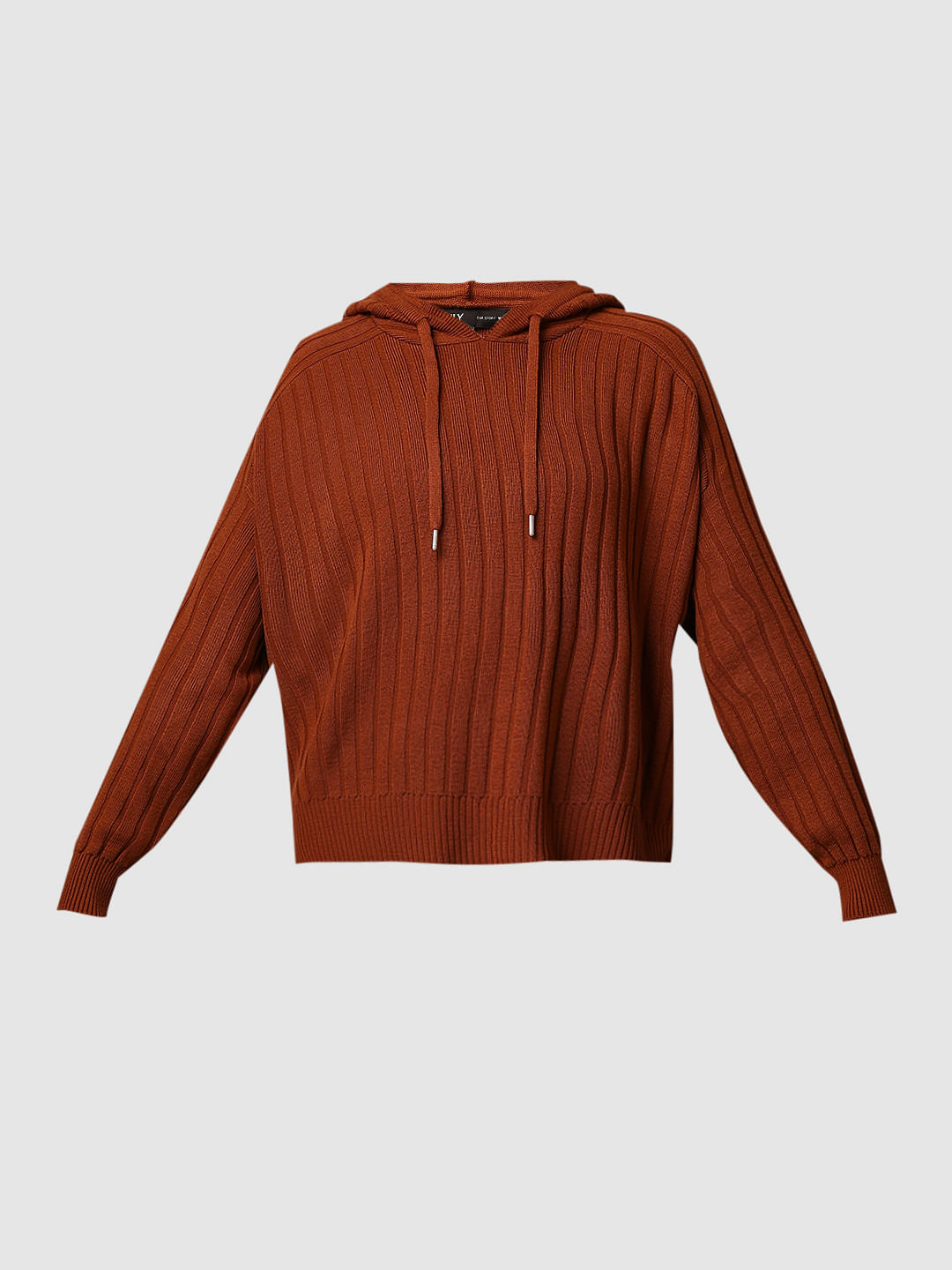 Brown Rib-Knit Co-Ord Set Pullover