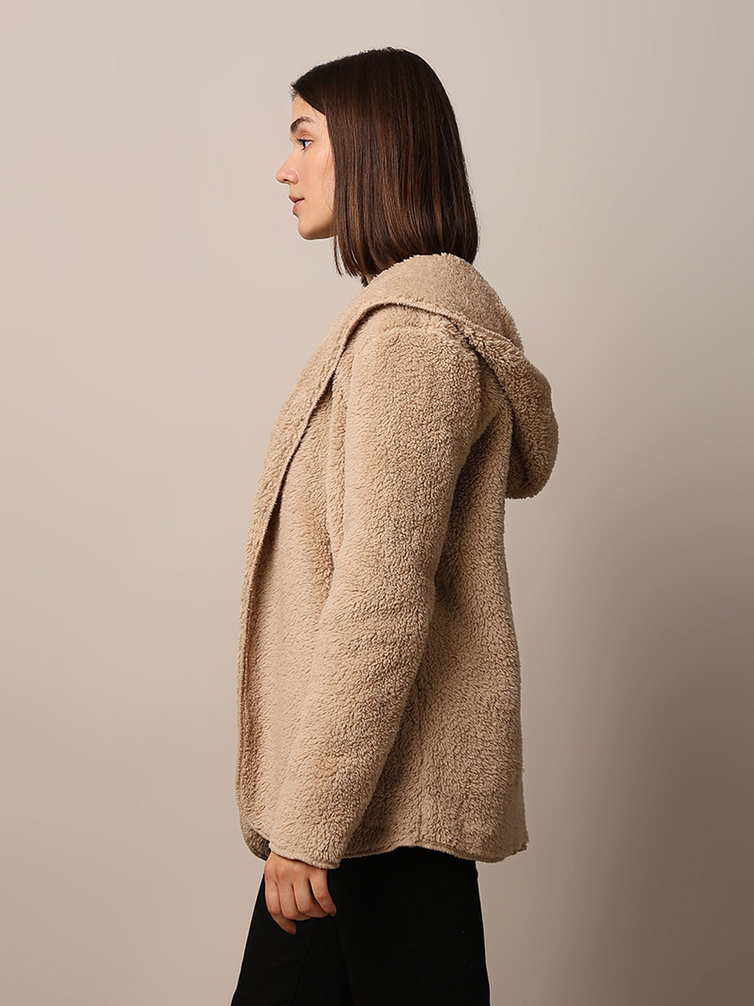 Brown Hooded Sherpa Coat