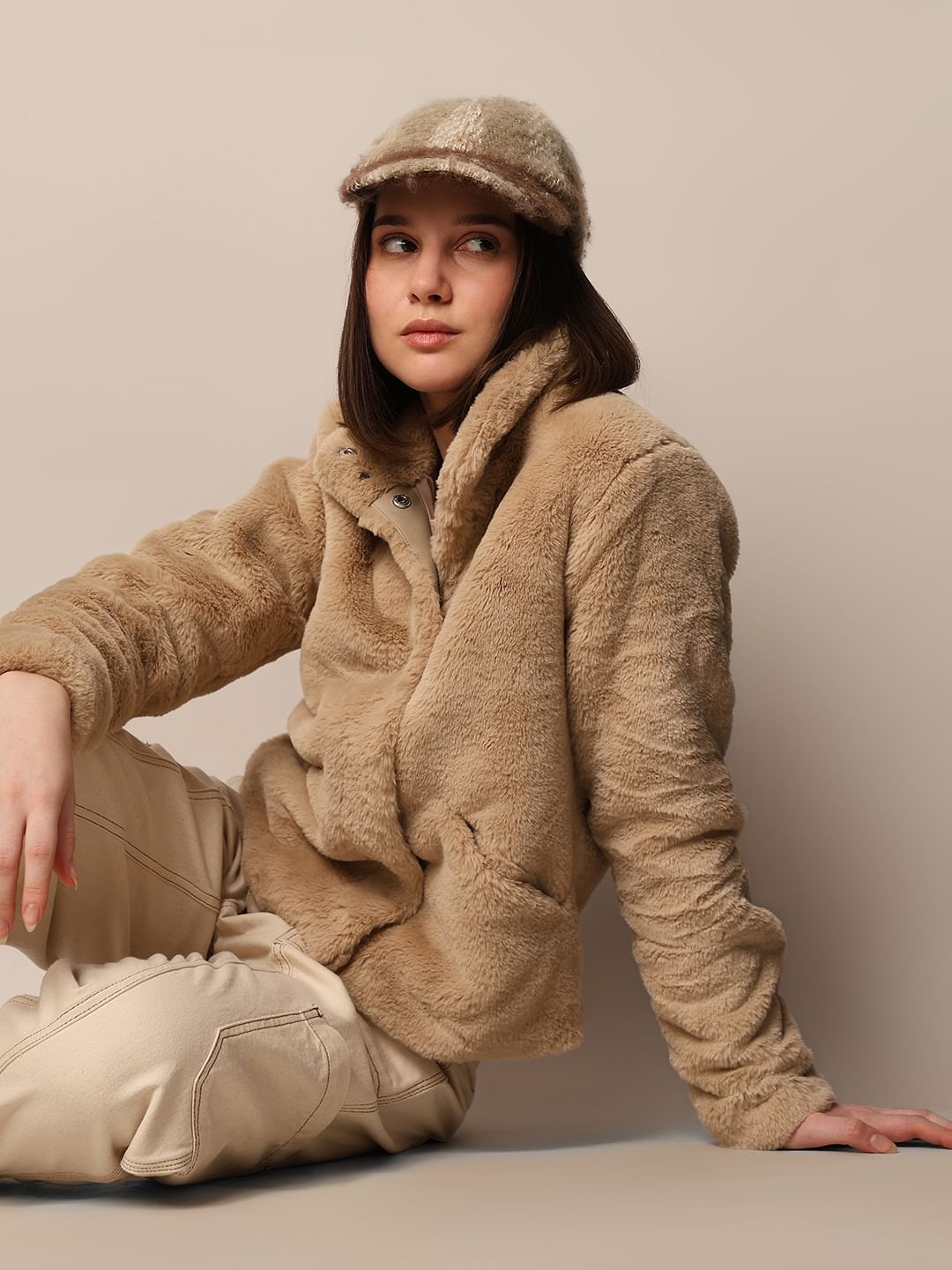 Beige Faux Fur Teddy Jacket