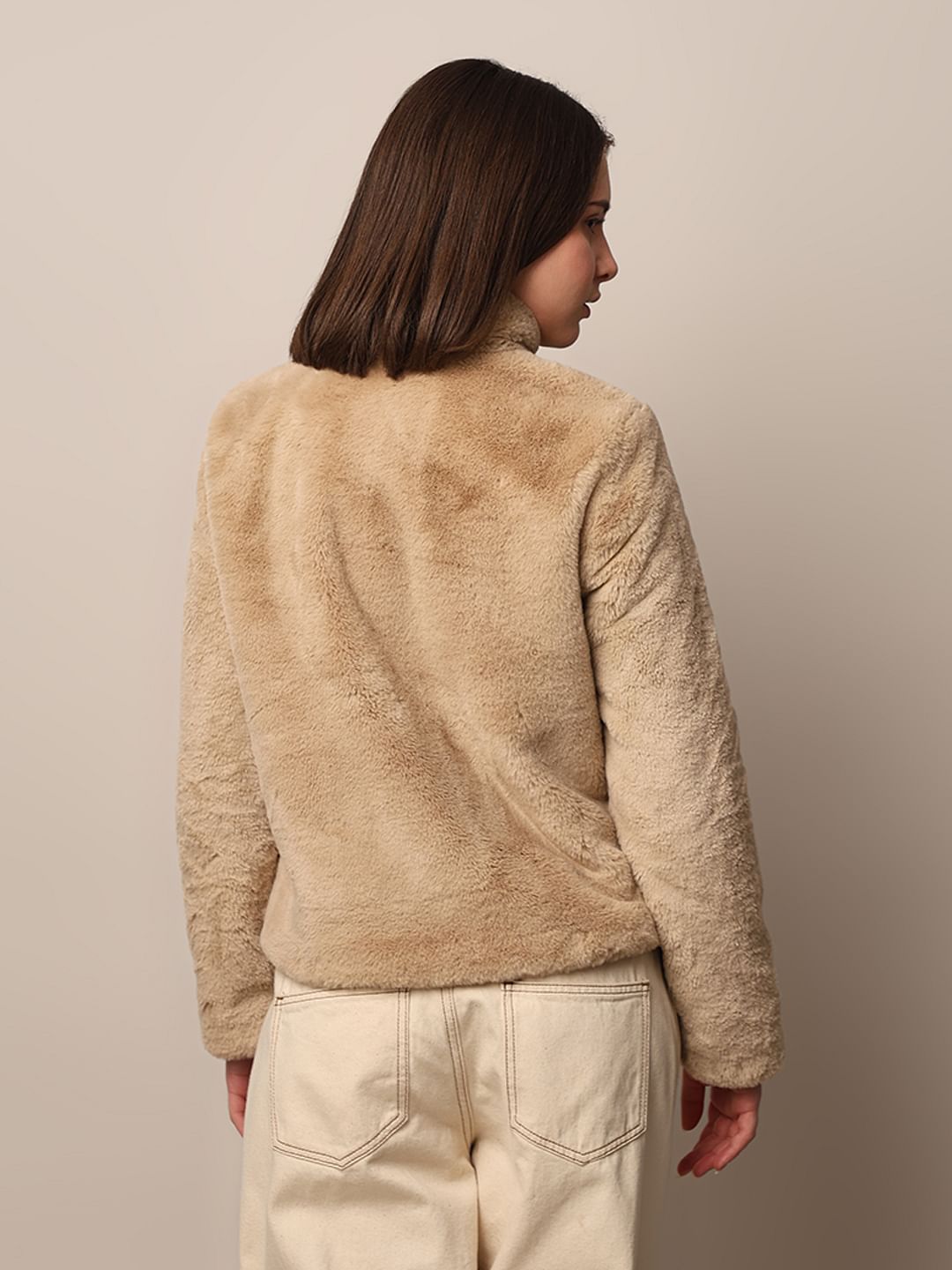 Beige Faux Fur Teddy Jacket