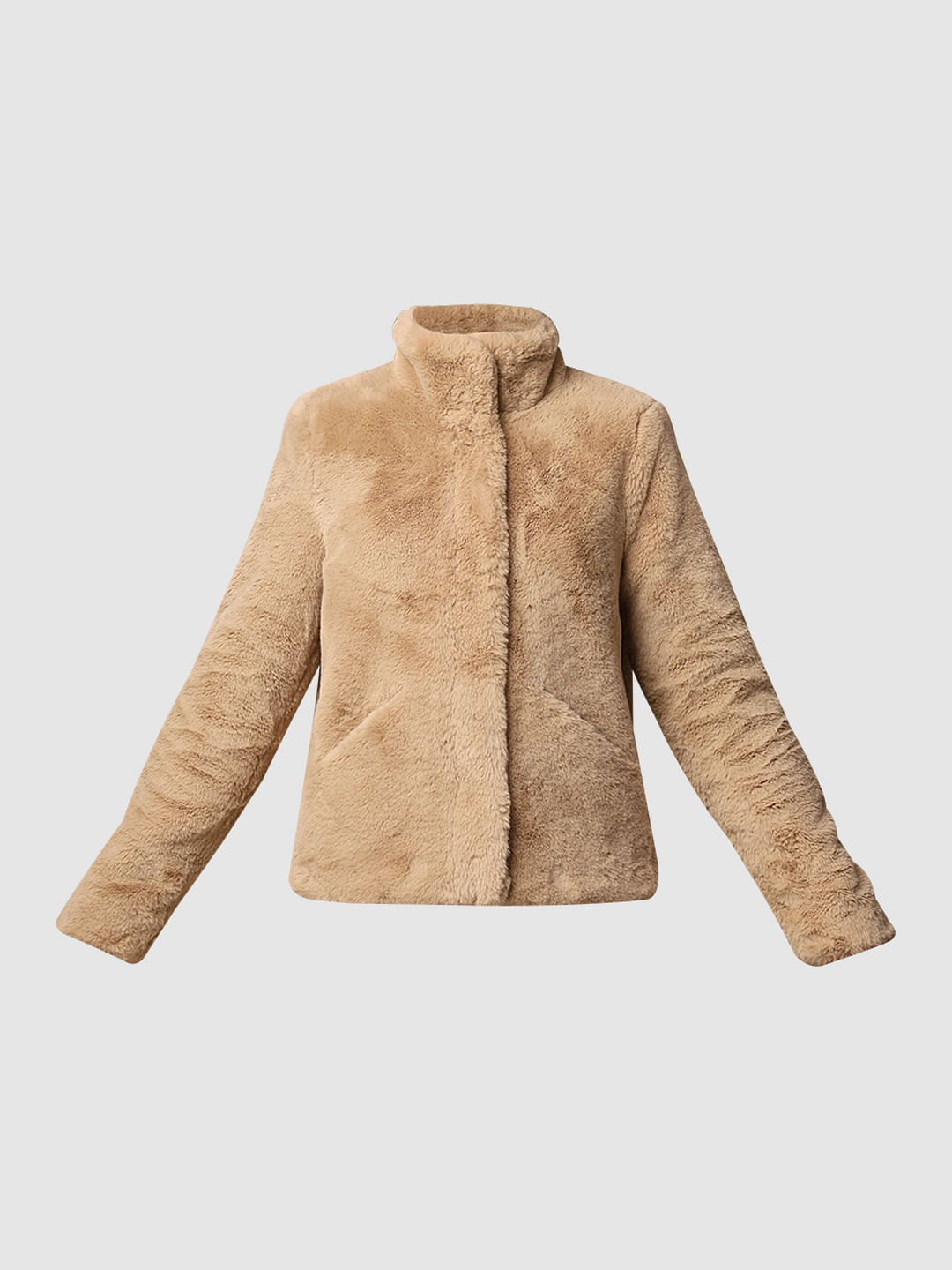 Beige Faux Fur Teddy Jacket