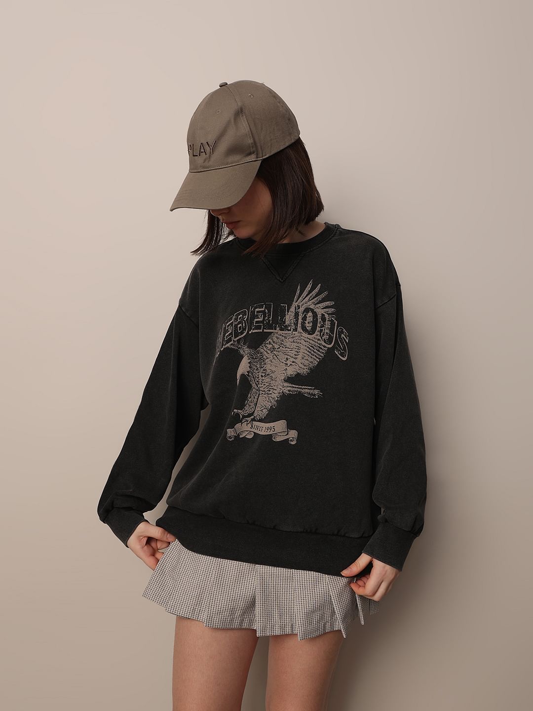 Black Vintage Washed Oversized Sweatshirt