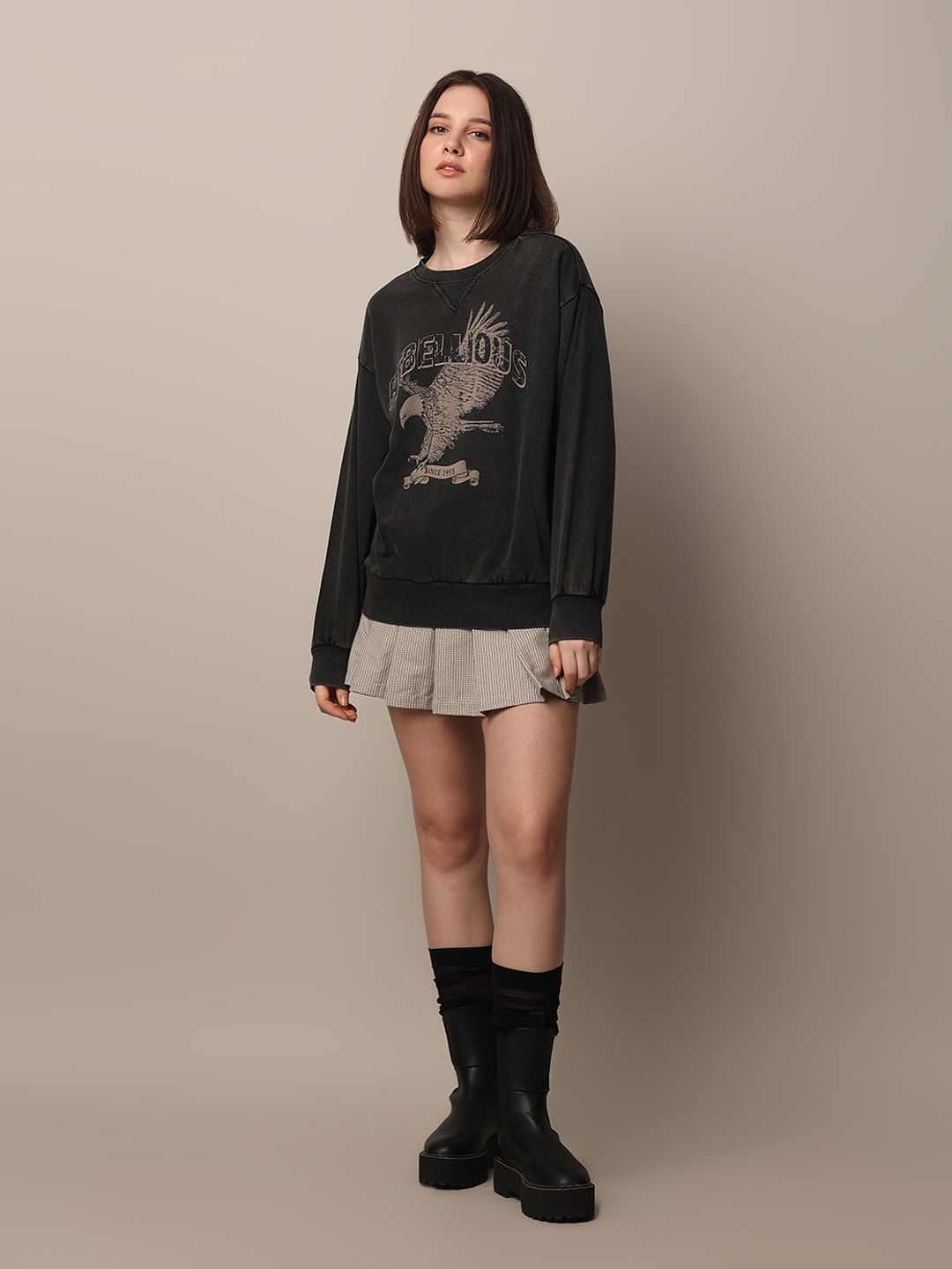 Black Vintage Washed Oversized Sweatshirt