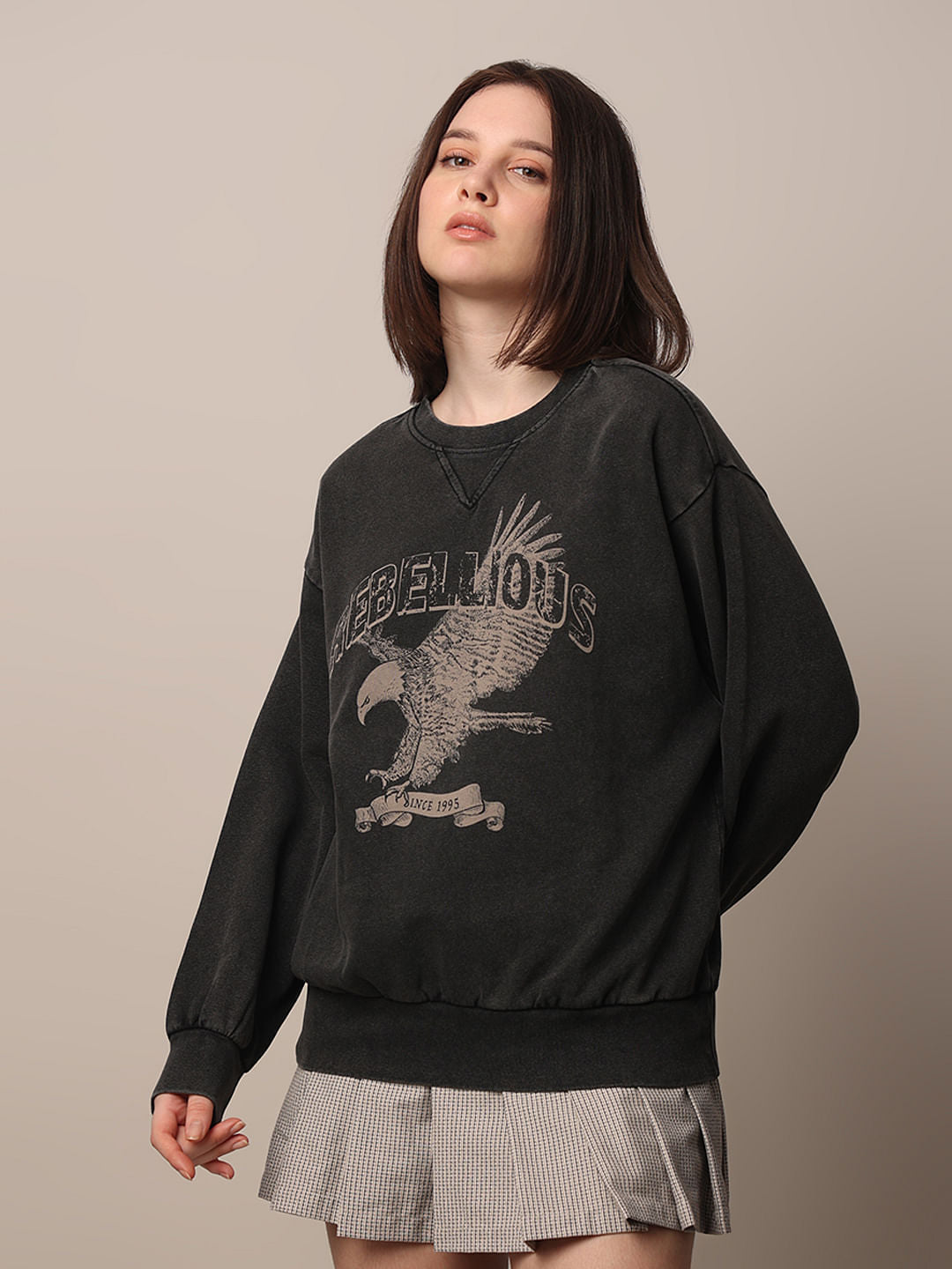 Black Vintage Washed Oversized Sweatshirt