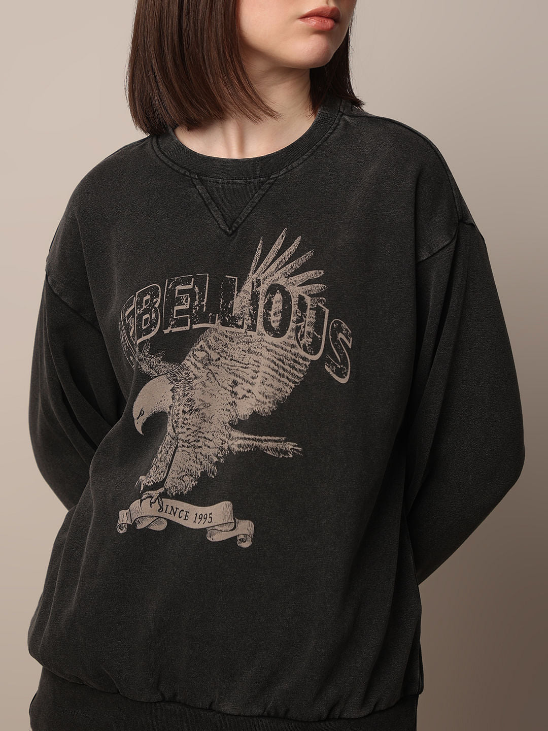 Black Vintage Washed Oversized Sweatshirt