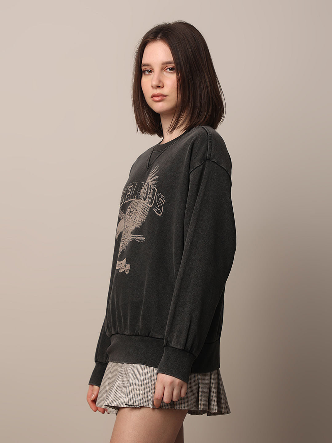 Black Vintage Washed Oversized Sweatshirt