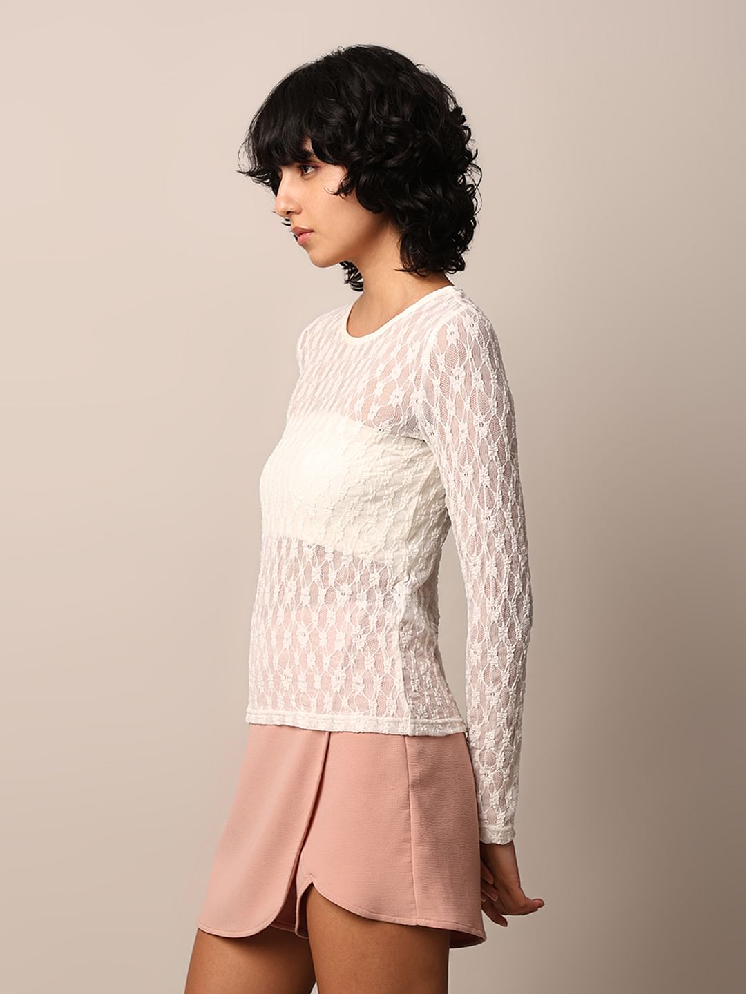 White Sheer Lace Top