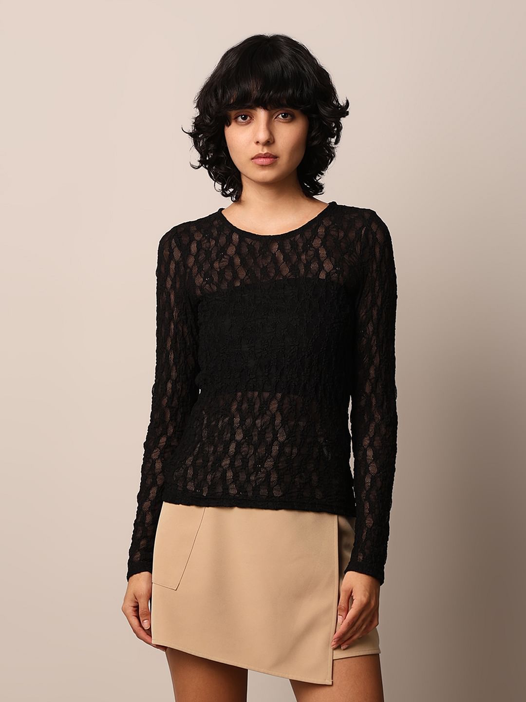 Black Sheer Lace Top