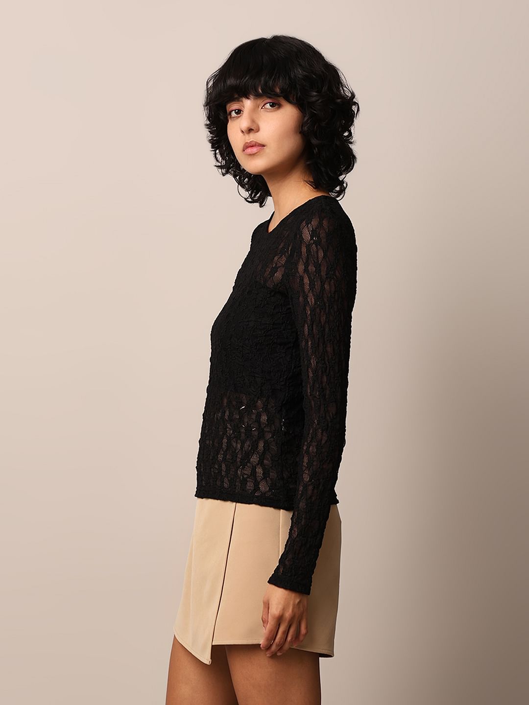 Black Sheer Lace Top