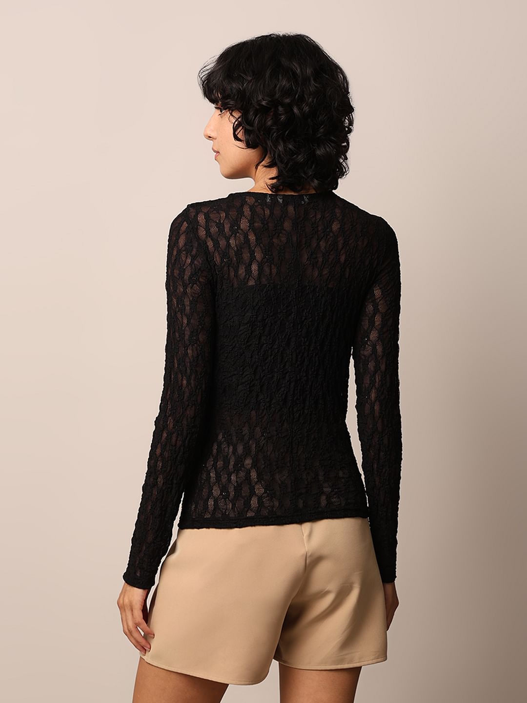 Black Sheer Lace Top