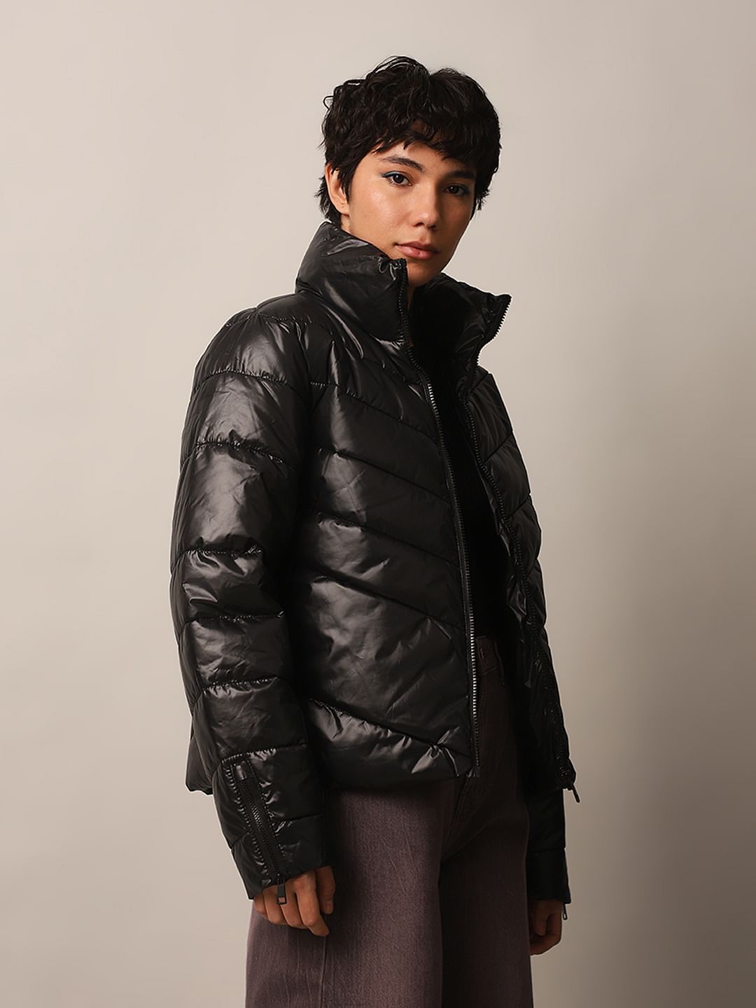 Black Short Puffer Jacket
