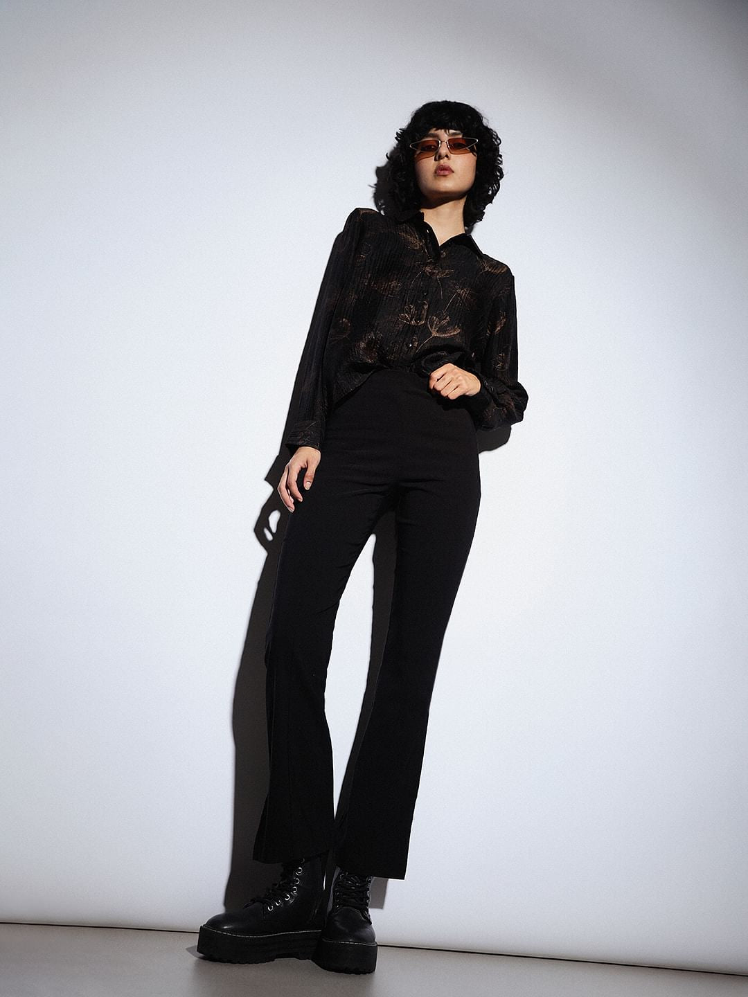 Black Flared Slit Pants