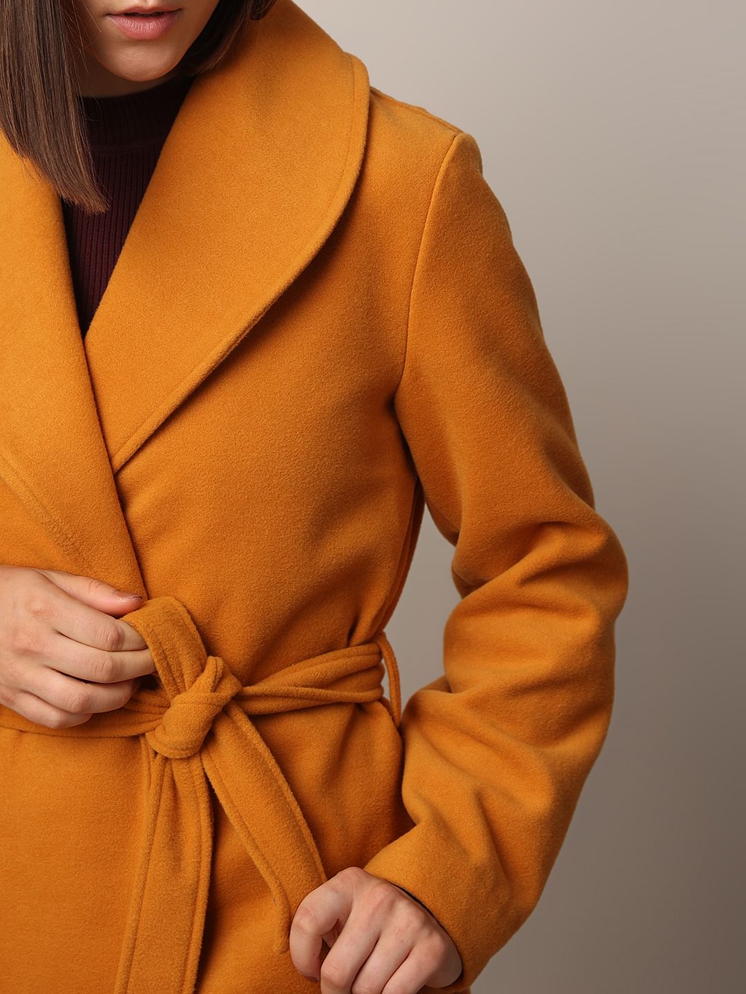 Orange Shawl Collar Coat