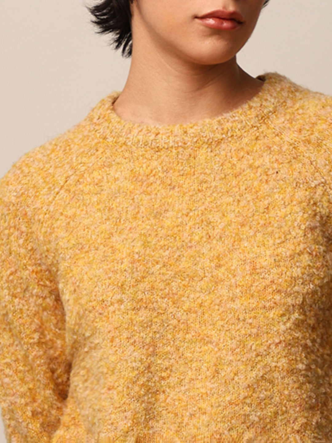 Brown Structured Knit Pullover