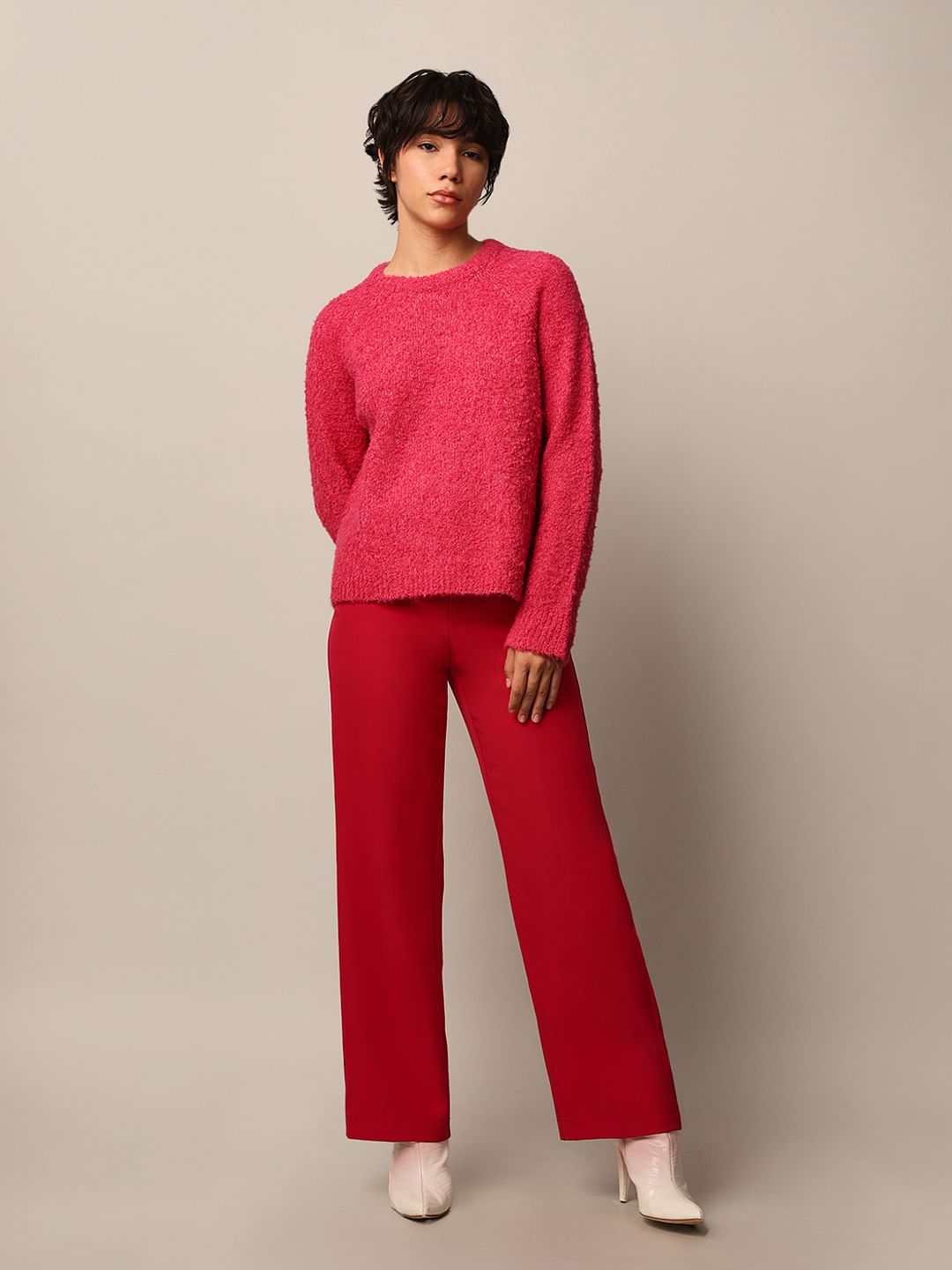 Fuchsia Structured Knit Pullover
