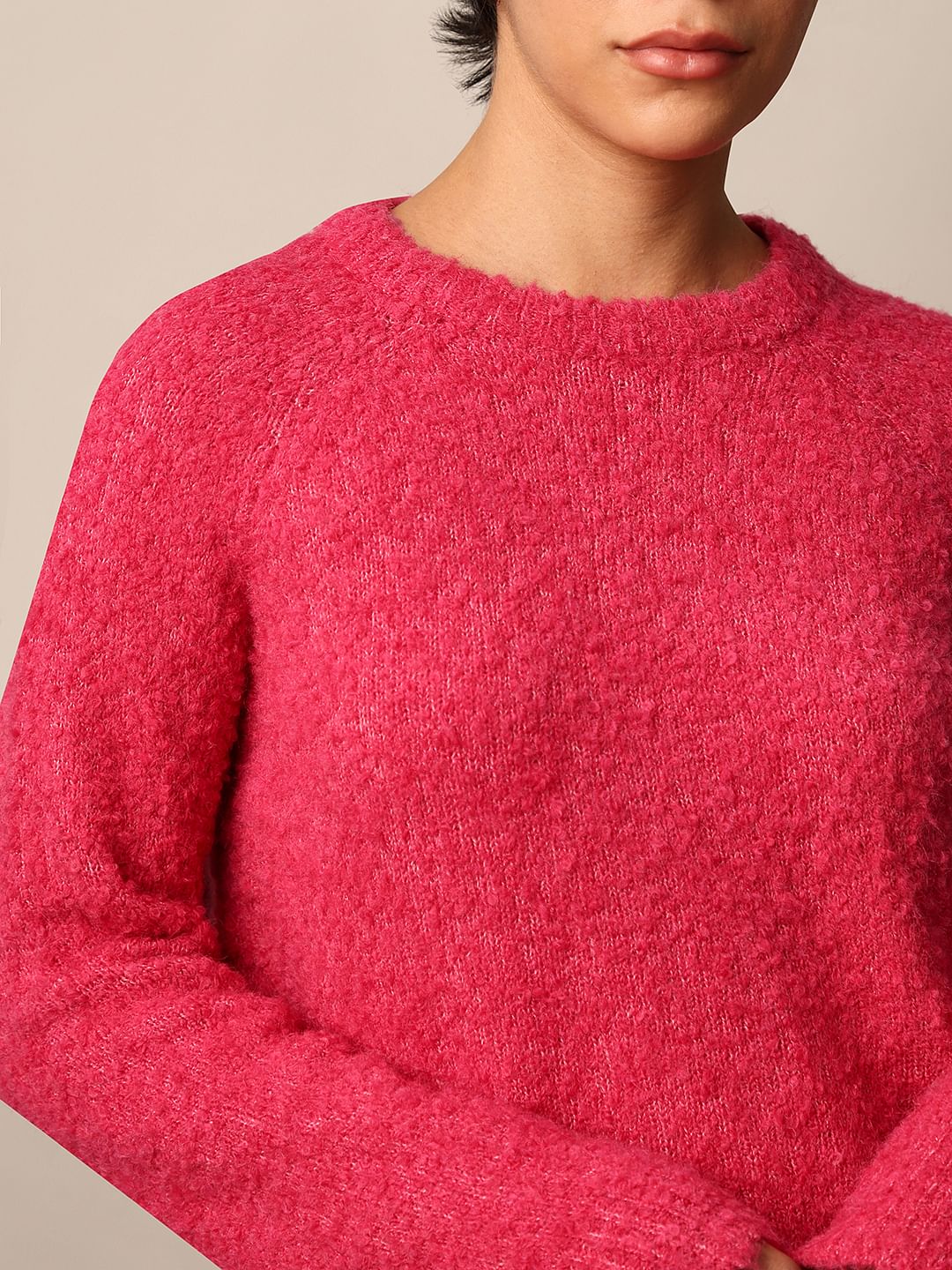 Fuchsia Structured Knit Pullover