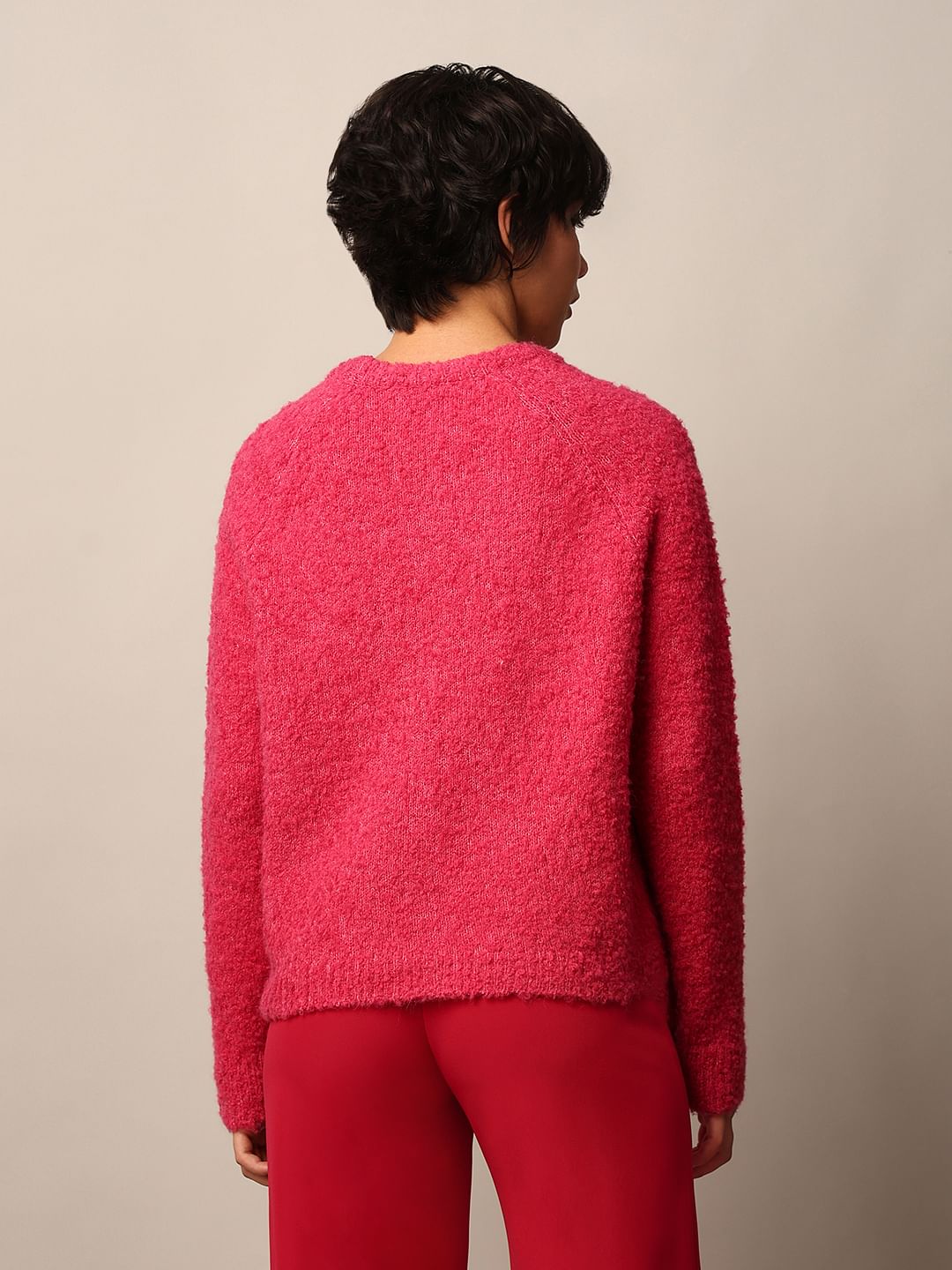 Fuchsia Structured Knit Pullover