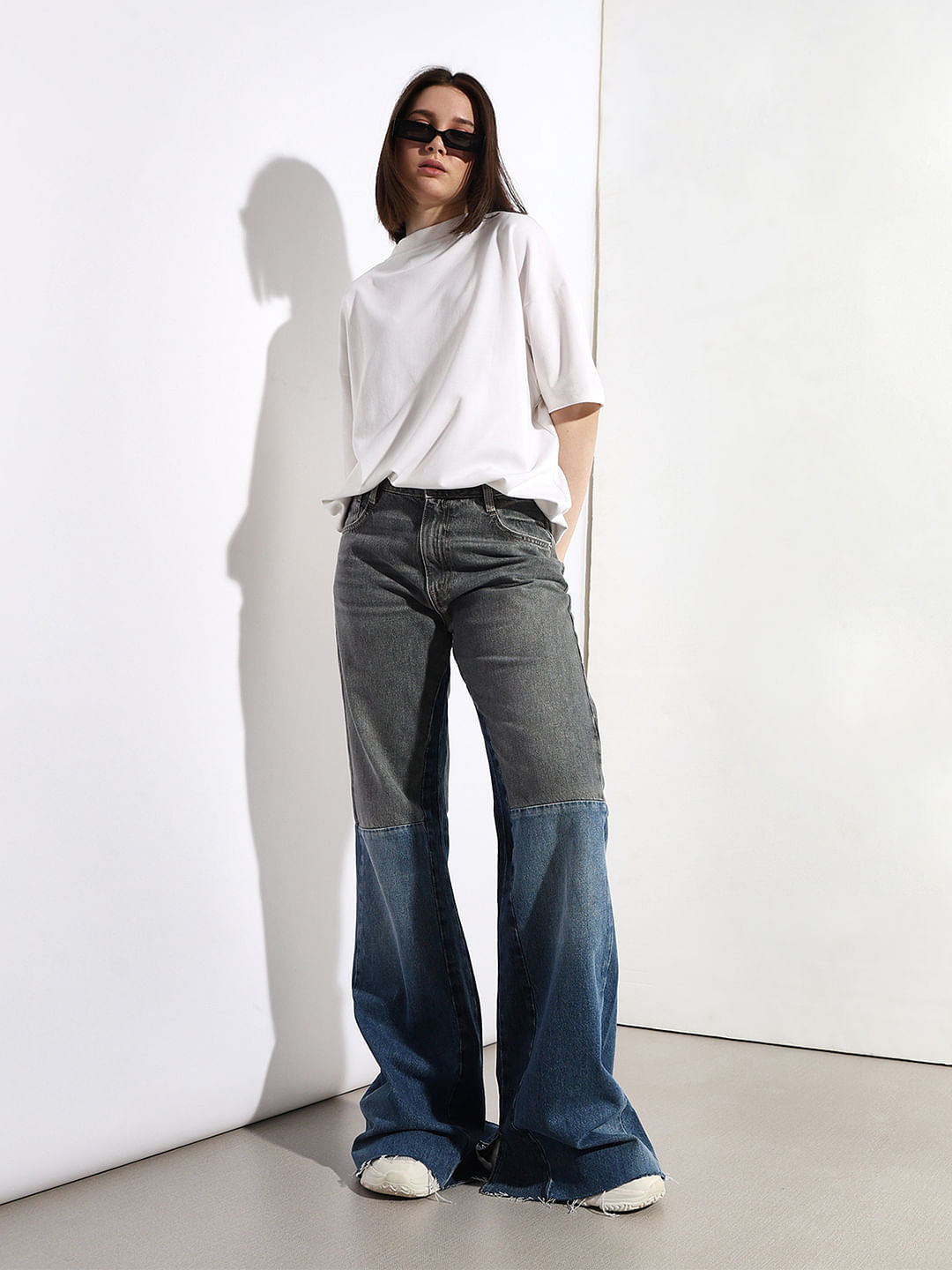 Blue High Rise Reworked Flared Jeans