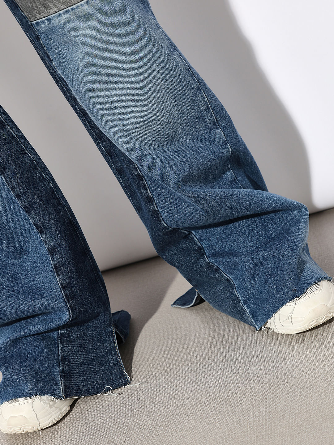 Blue High Rise Reworked Flared Jeans